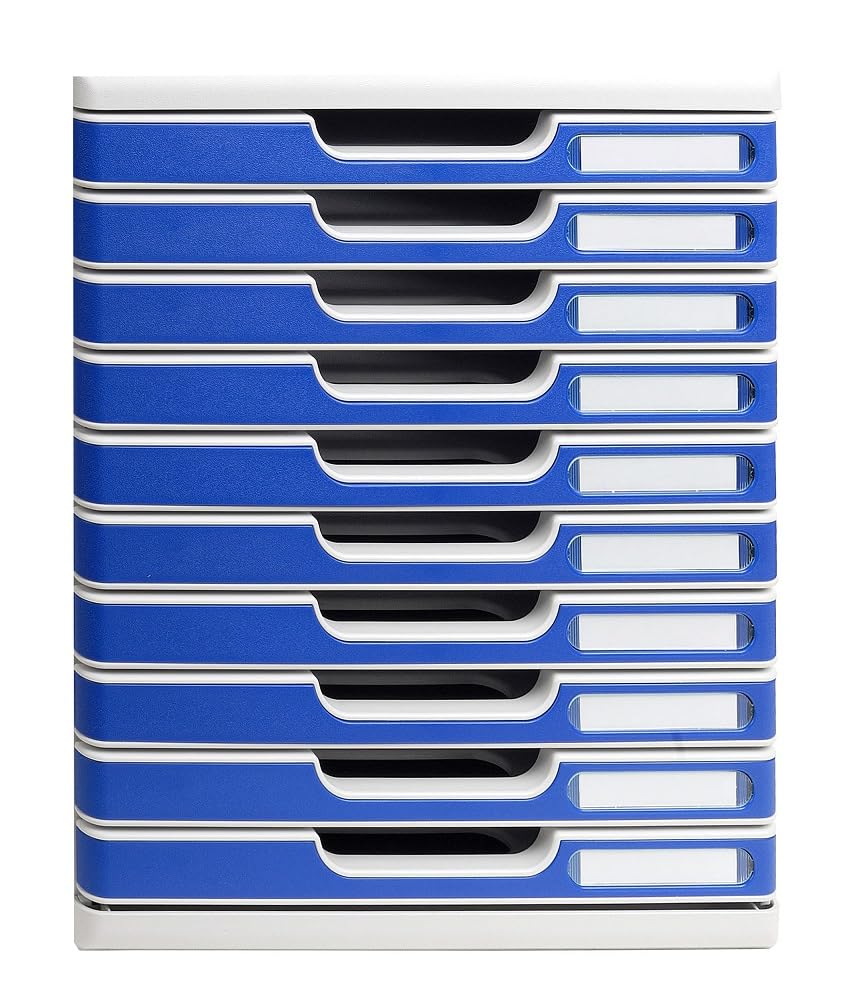 EXACOMPTA Schubladenbox MODULO A4, 10 Schübe, blau