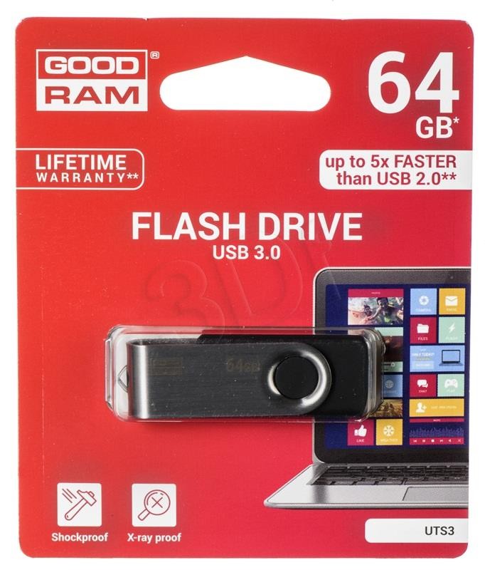 Goodram UTS3 USB 3.1 (3.1 Gen 2) (64 GB, USB-A), USB Stick, Schwarz - Bild 6