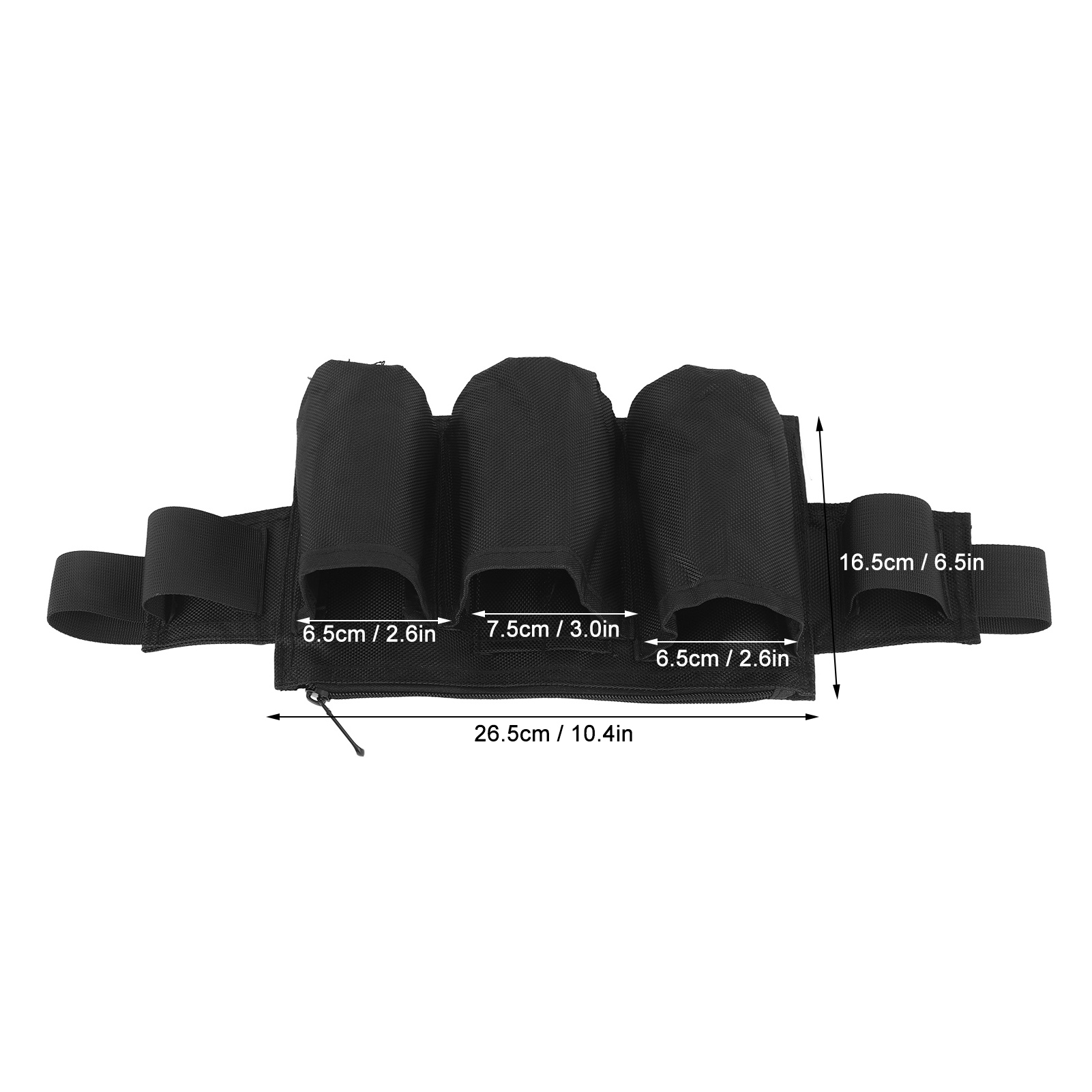 Ceinture porte-outils réglable en toile Oxford 600D, 3 poches, poche zippée et 2 sangles, noir