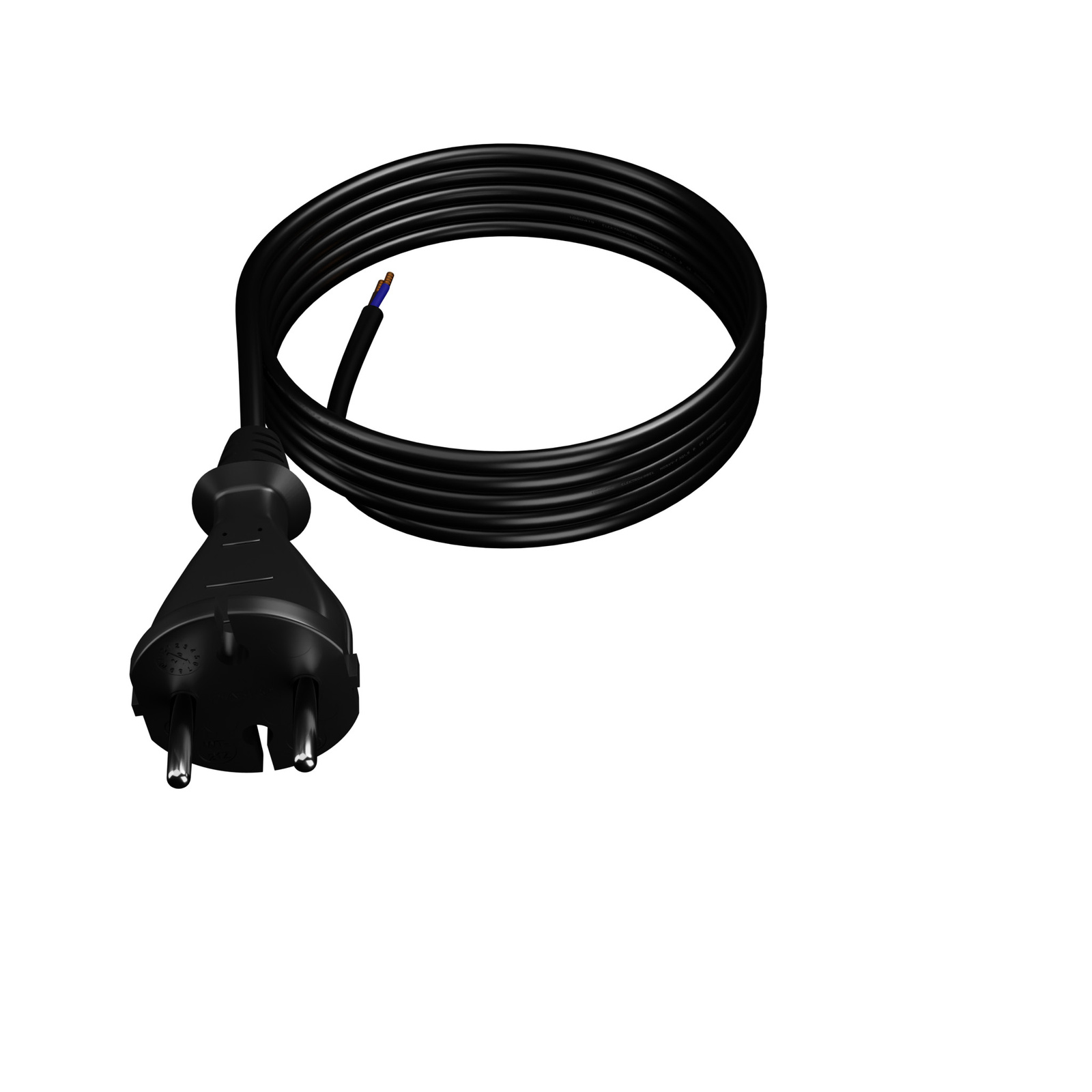 Oem Schwarz Gummistromkabel Mit Geradem Stecker, 4,5 M, 2 X 1 Mm², Typ E, 16 A,