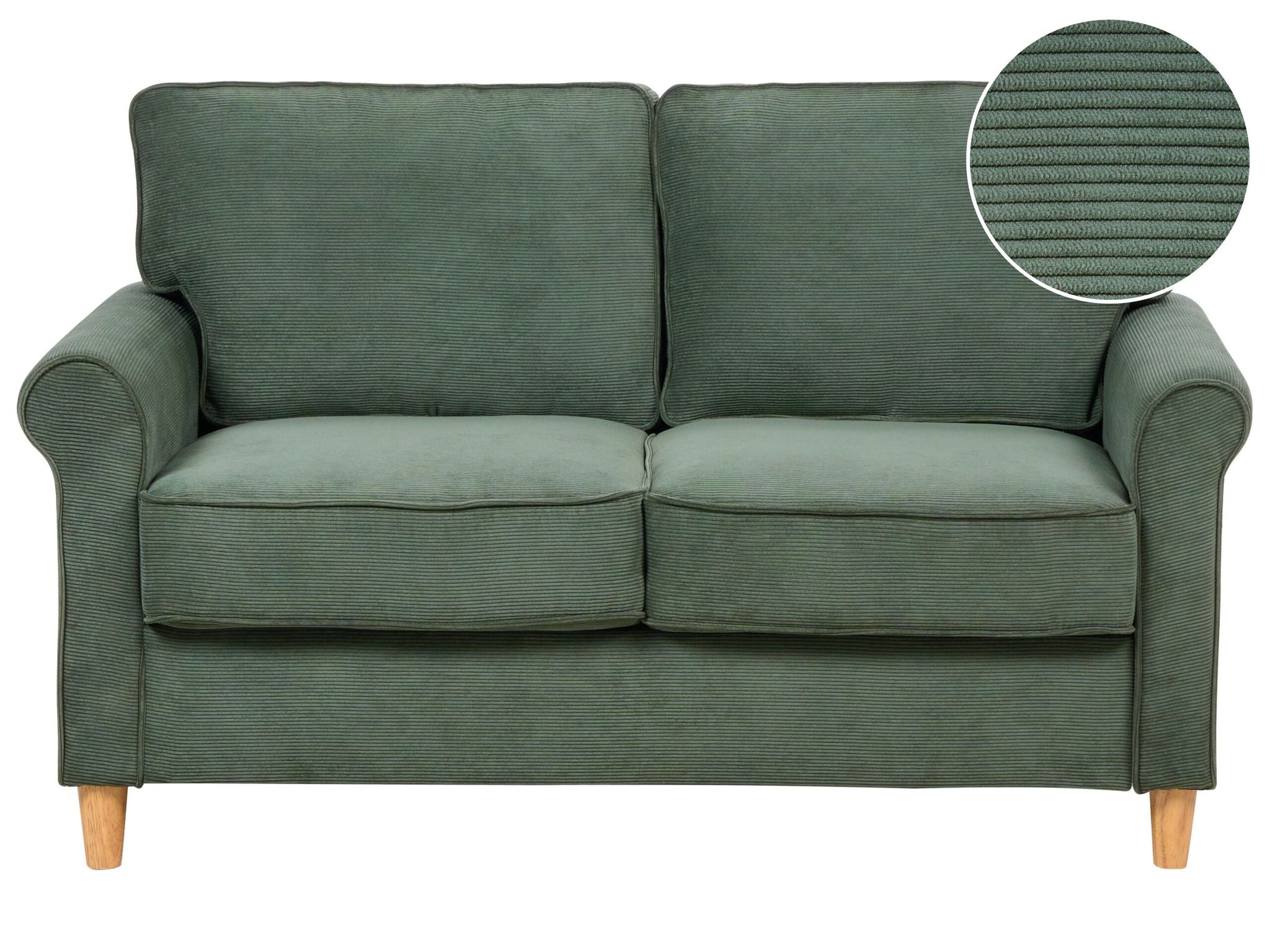 Beliani Sofa 2 Seater Ronneby Corduroy Dark Green