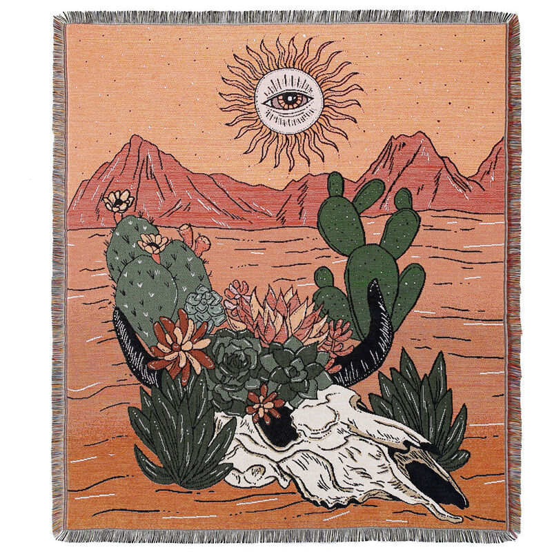 1 Stück 160 X 130 Cm, Gestrickte Wüstenkarodecke, Verziert Mit Fransen, Bohemian-stil, Schlicht, Weich Und Bequem, Schützt Vor Kälte, Für Sofa,