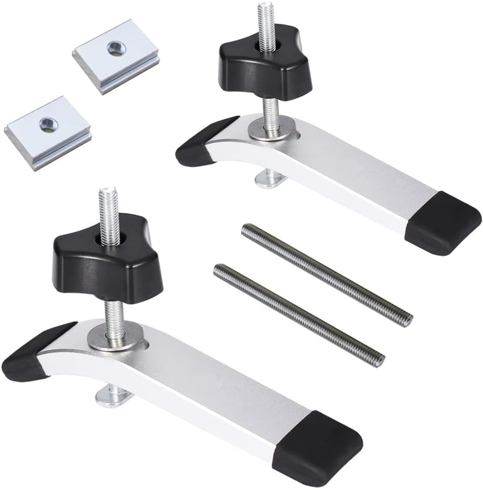 Pince de serrage à action rapide pour rail en T, alliage d'aluminium, boulon M8, lot de 2