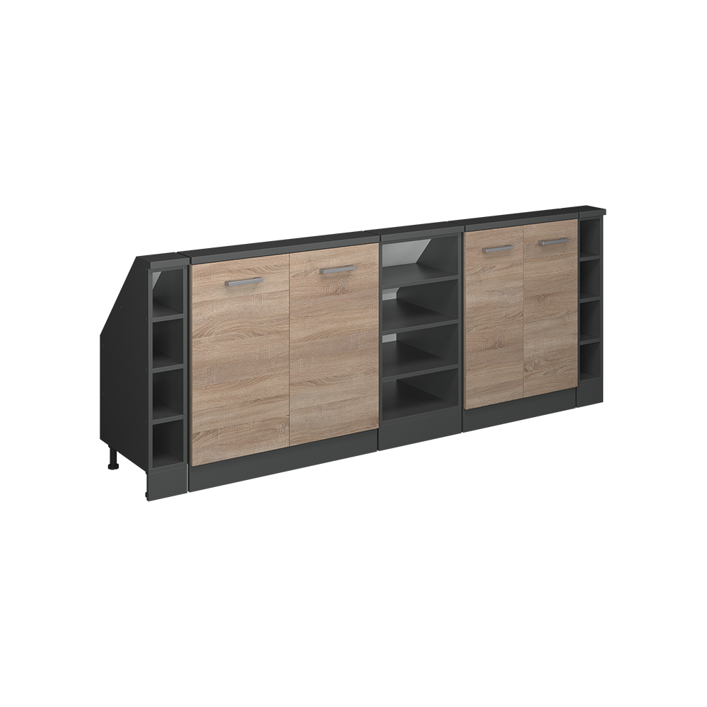 Küchenschrank Für Dachschrägen R-line, Sonoma/anthrazit, 210 Cm 5er Set, Vicco