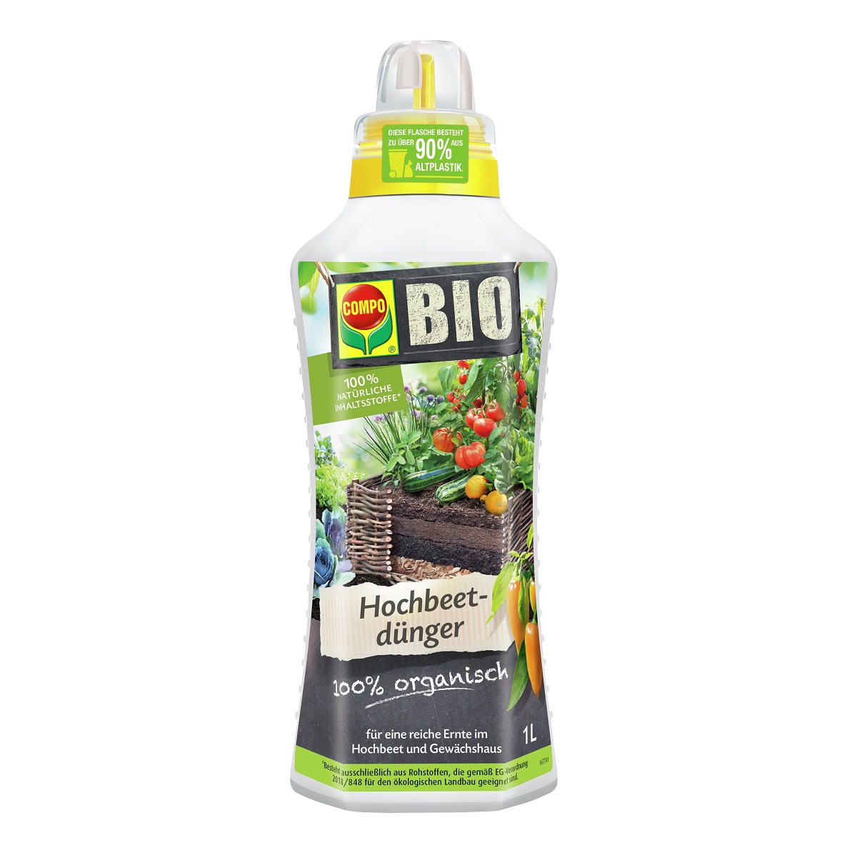 Compo Bio Hochbeetdünger, Für Alle Obst- Und Gemüsepflanzen, 100% Natürliche Und Vegane Inhaltsstoffe, Flüssigdünger, 1 Ltr
