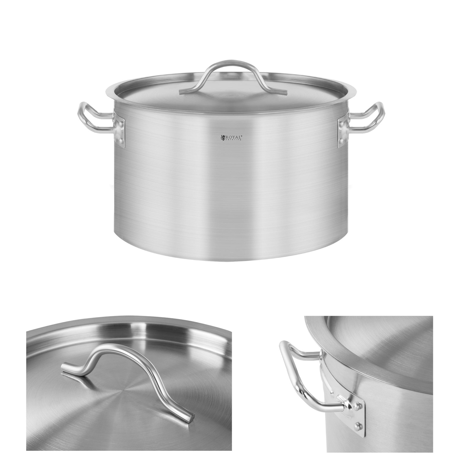 Royal Catering Silber Kochtopf Induktion 13 Liter Kochtopf + Deckel Suppentopf Rostfrei Topf Eintopf, Pfanne + Kochtopf, - Bild 3