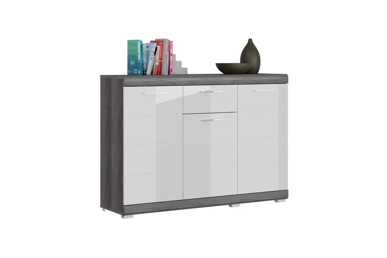 Scout Sideboard 3 Türen, 1 Schublade Grau.