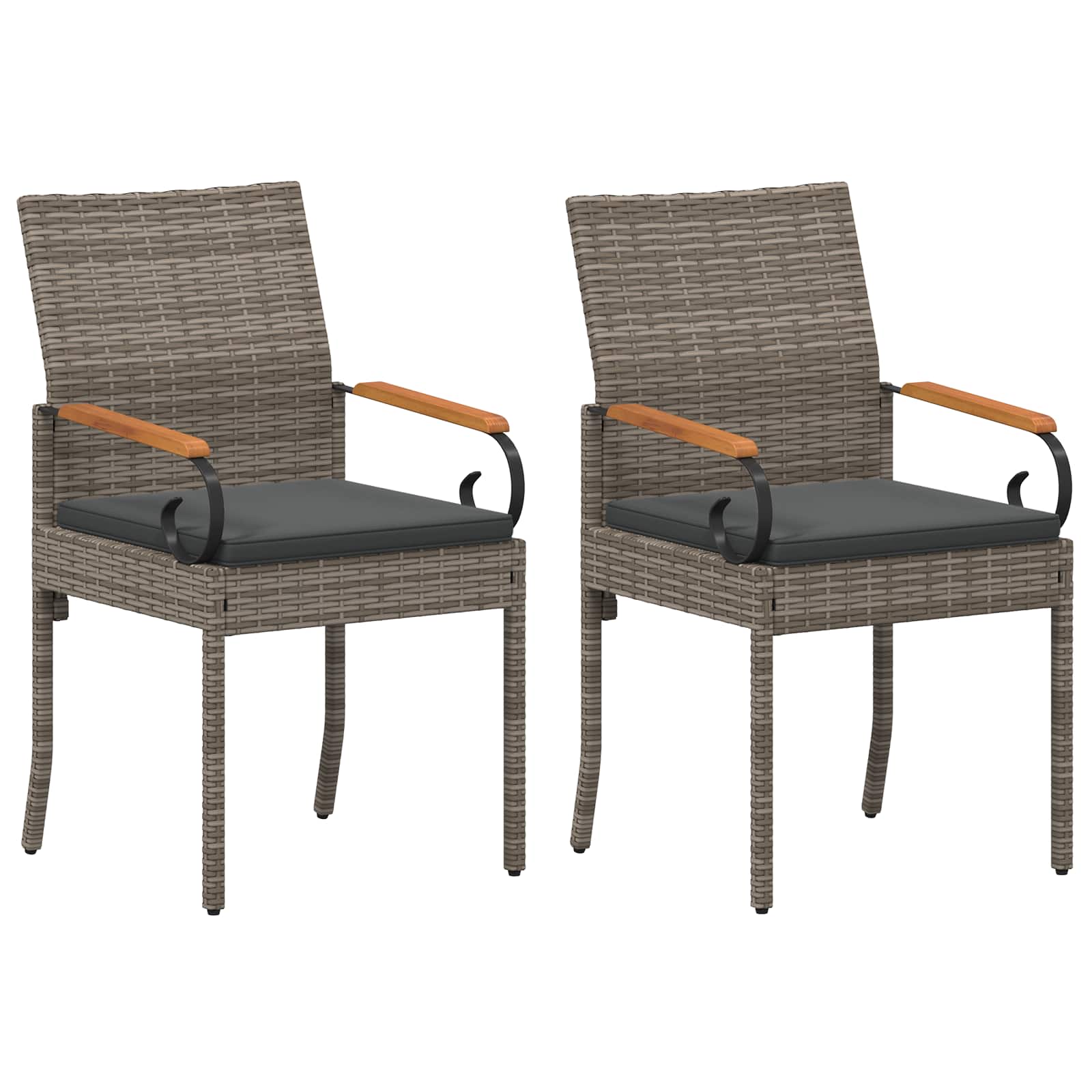 vidaXL Sillas de Jardín 2 uds. Gris y Gris Oscuro Poliratán y Acacia