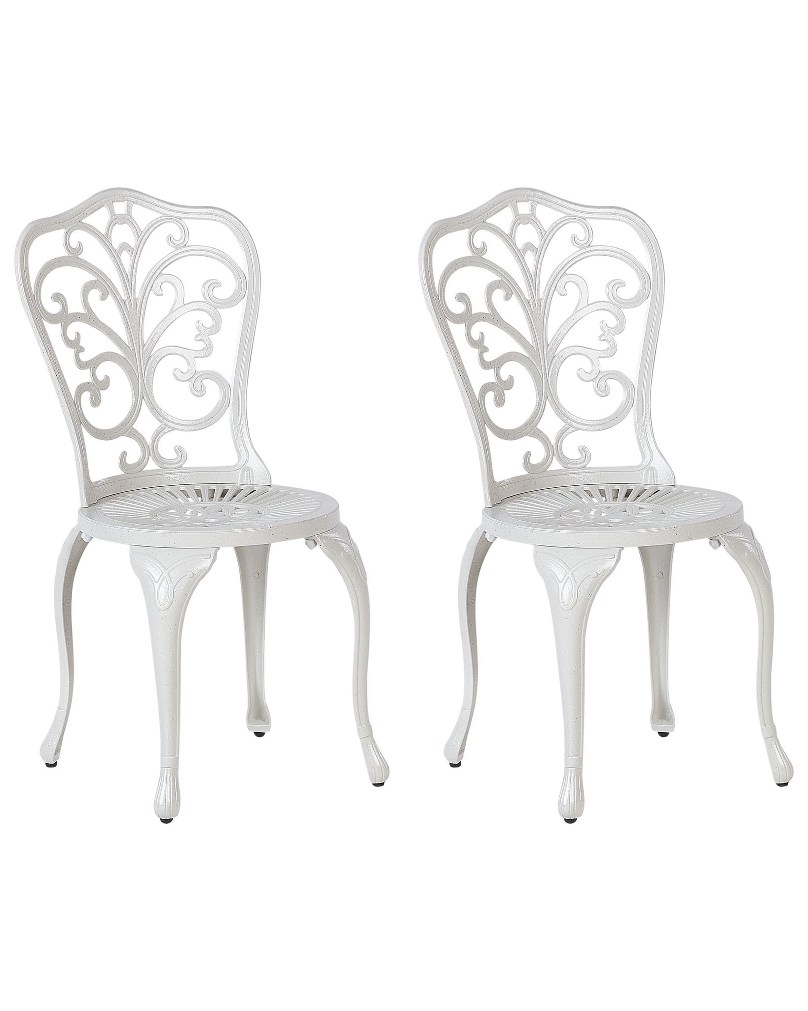 Beliani - Set Of 2 Garden Outdoor Vintage Dining Chairs Off-white Aluminium Bistro Triora