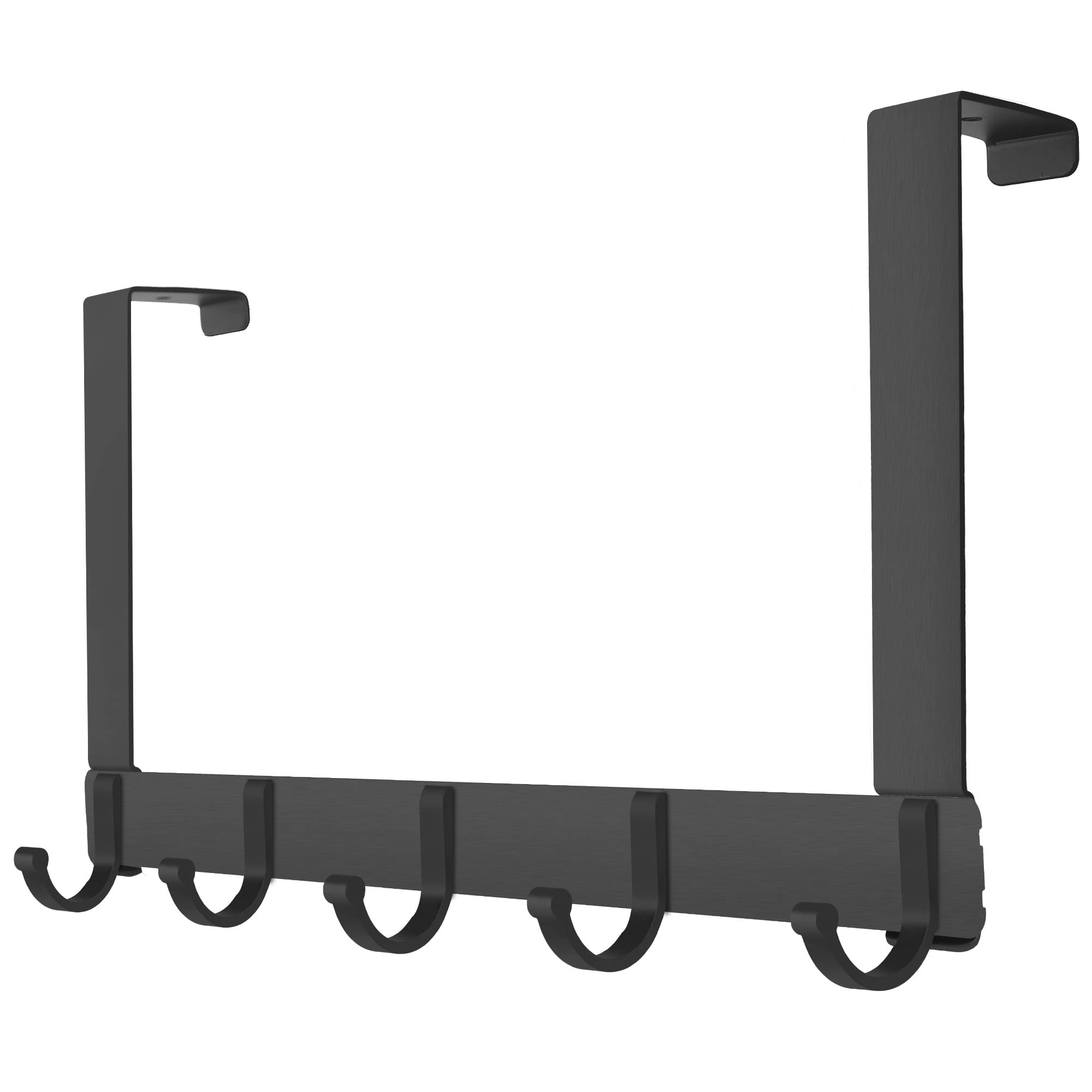 Crochet de porte sans perçage en alliage d'aluminium, 5 crochets, noir, pour porte de moins de 45 mm