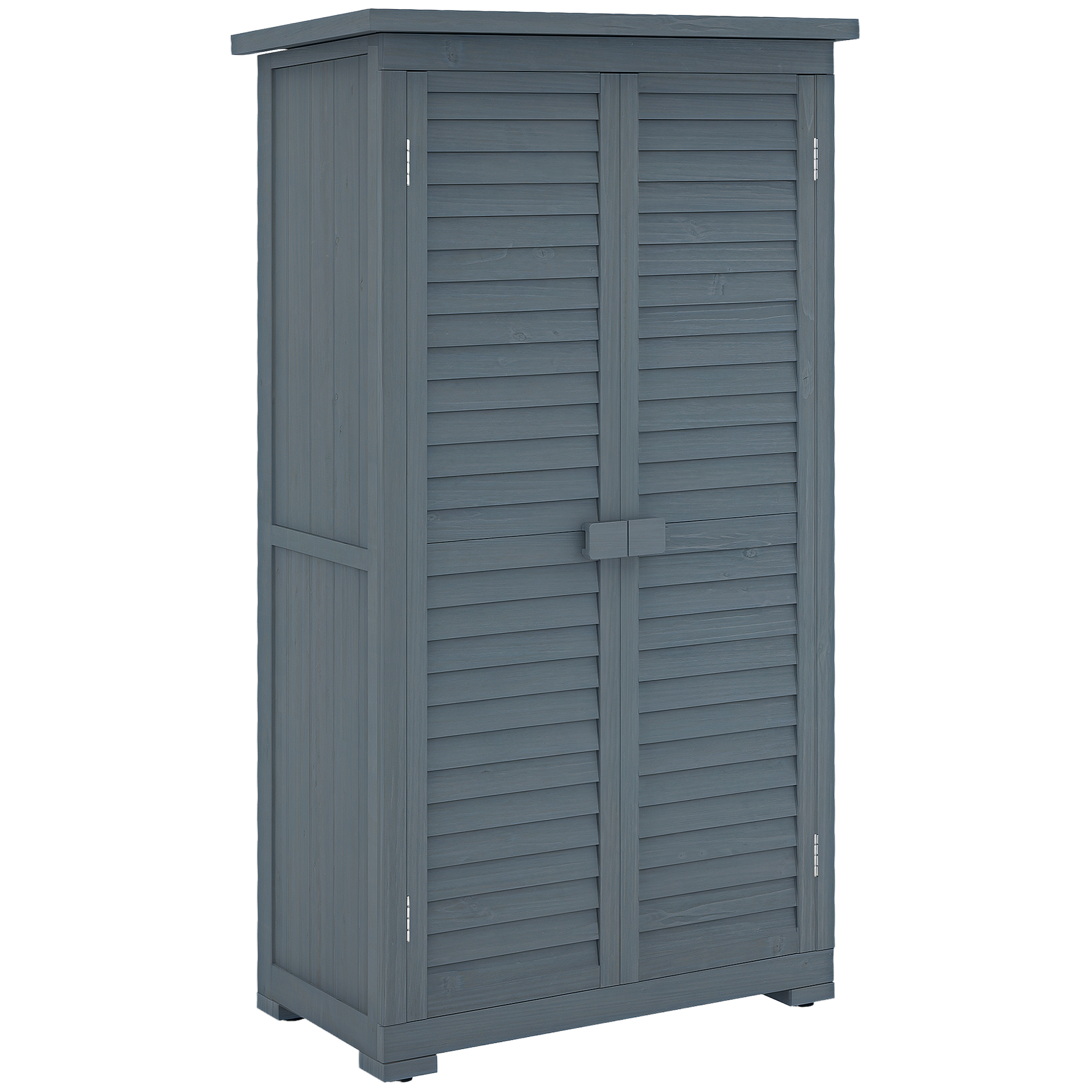 Outsunny – Armoire De Jardin 2 Étagères – Toit Bitumé Incliné – Portes