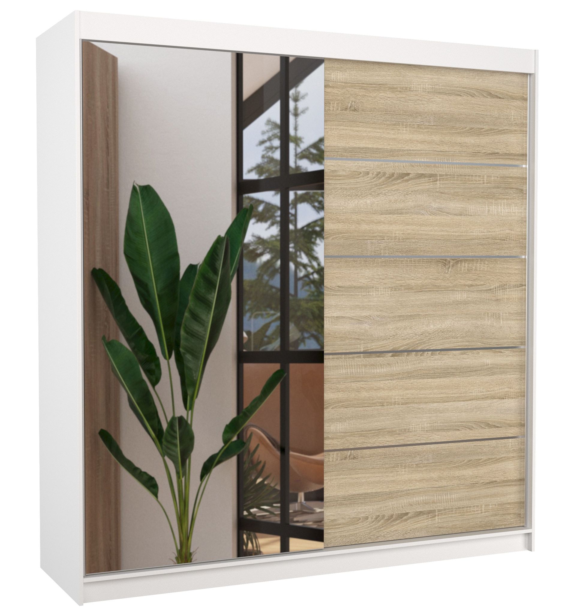 Les Tendances - Armoire Chambre Adulte 2 Portes Coulissantes Blanc Et