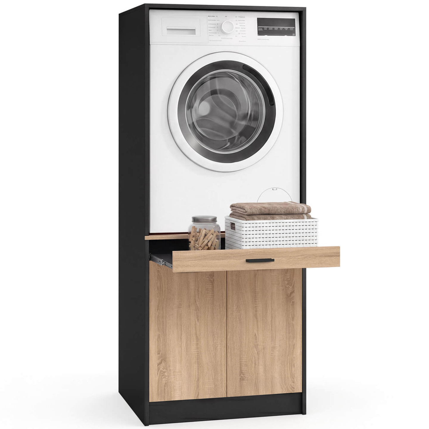 Idmarket – Meuble Réhausseur Machine À Laver Avec Tiroir Coulissant