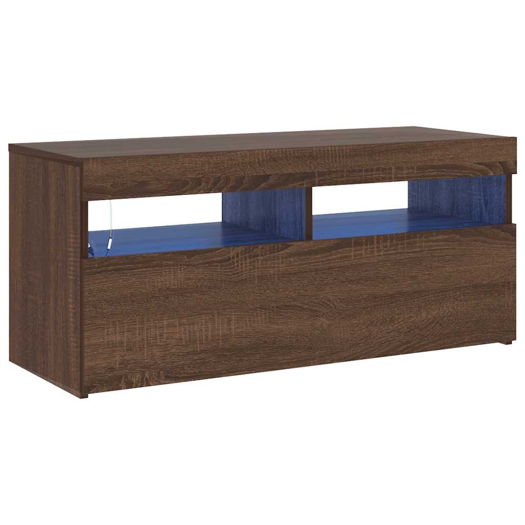 Vidaxl - Tv Cabinet With Led Lights Brown Oak 90x35x40 Cm