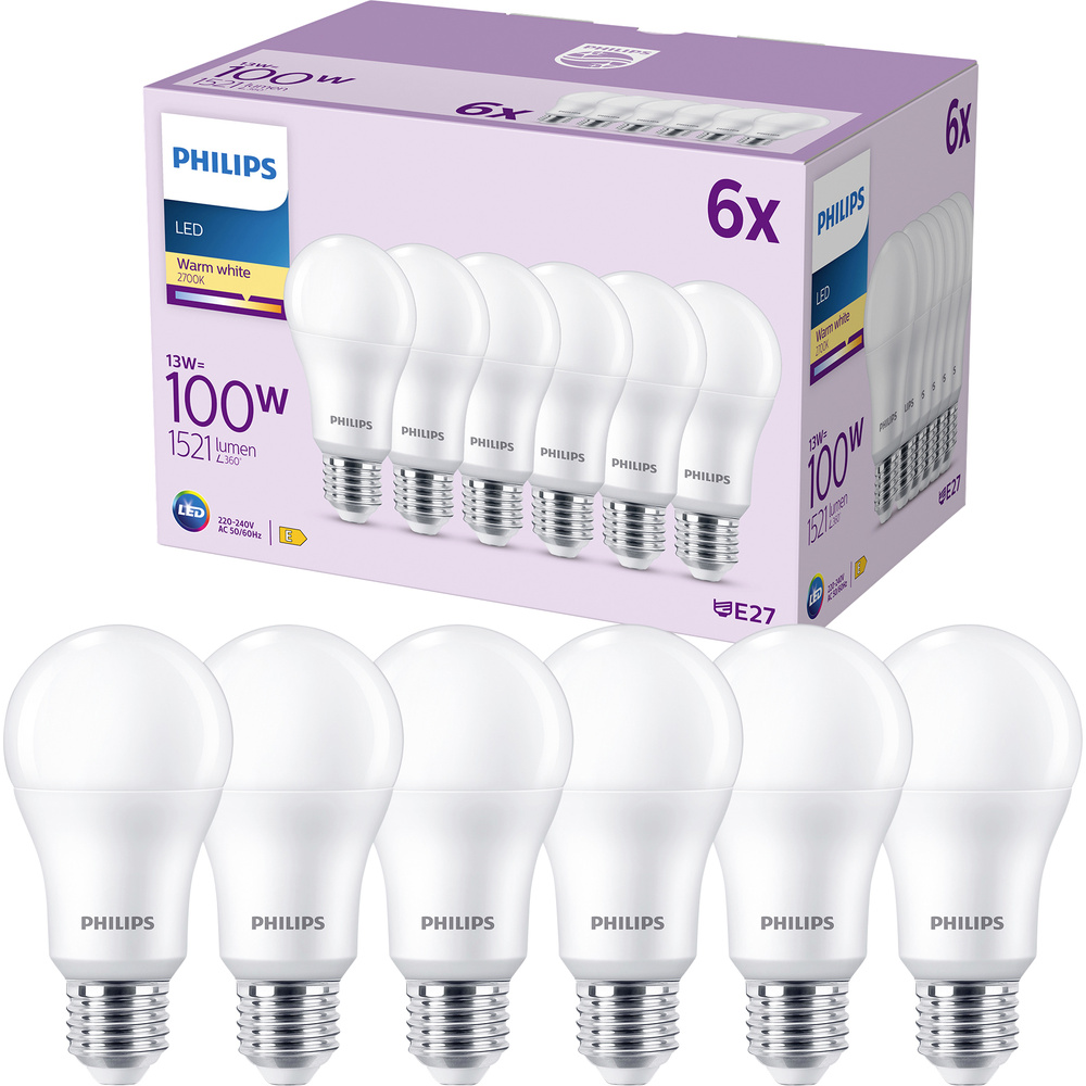 Philips Licht Led Normallampe Mit 100W, E27 Sockel, Matt, Warmwhite (2700K) 6Er Pack (929002306876) - Bild 4