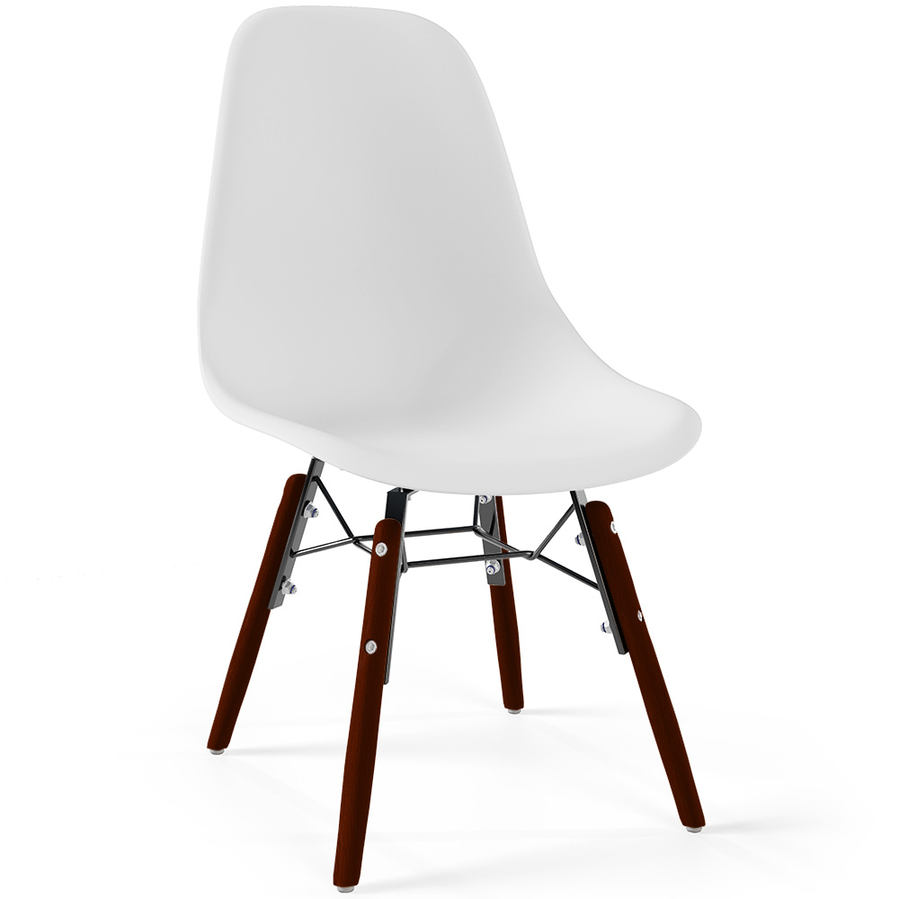 Chaise Enfant - Design Scandinave - Pieds En Bois Foncé - Skögur Blanc
