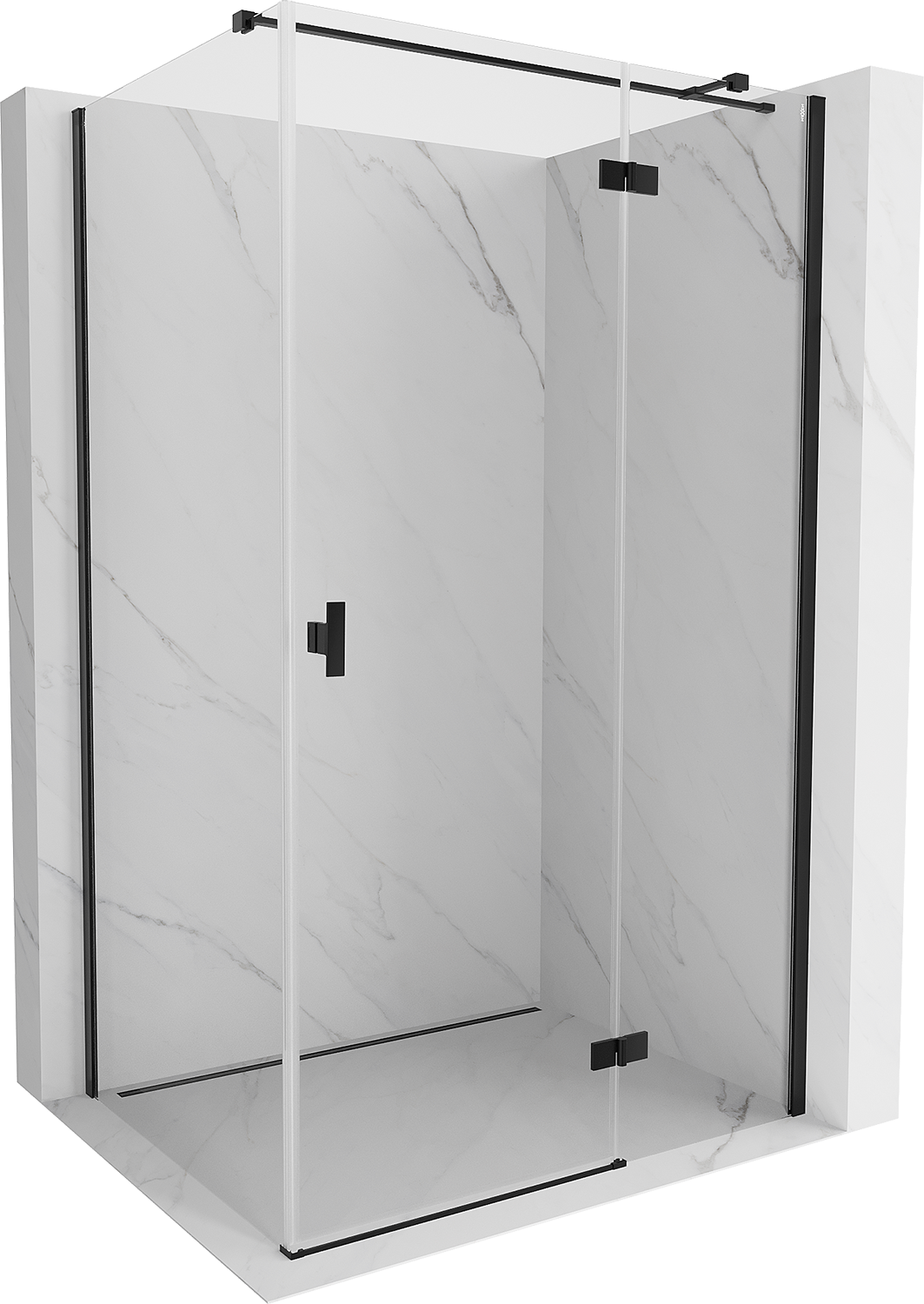 Mist H T Duschkabine Schwenkbar Rechts 90 X 95 Cm, Transparent, Schwarz - 8a5t-090-095-70-00-p - Mexen