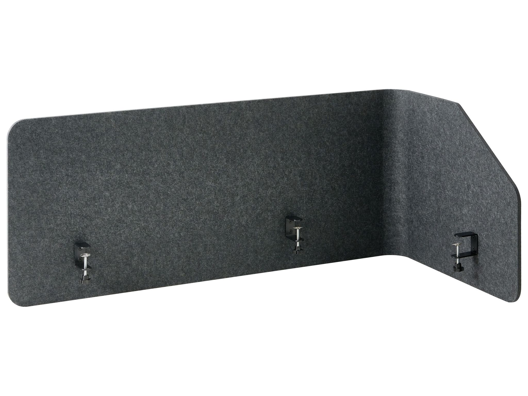 Beliani Corner Desk Screen Dark Grey Pet Board Steel Mounting Camps 120 X 60 X 50 Cm Acoustic Screen Modular Home Office Foldy