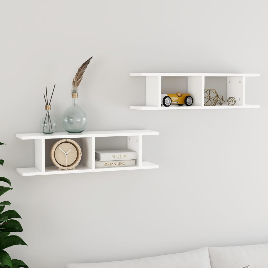 Vidaxl Weiß Wall Shelves 2 Pcs White 75X18x20 Cm Engineered Wood