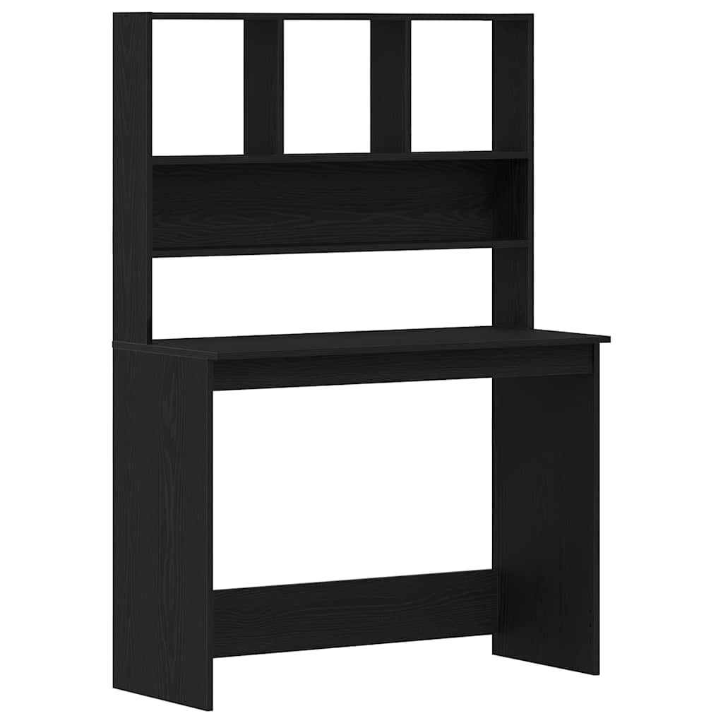 Desk With Shelves Black Oak 102x45x148 Cm Engineered Wood Vidaxl