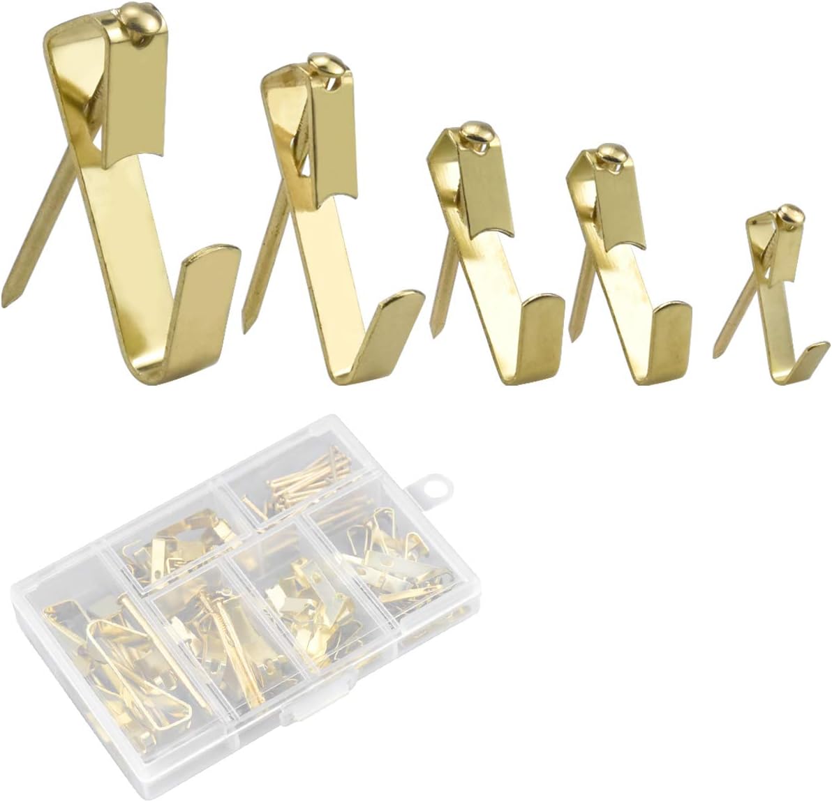 Crochets muraux dorés pour cadres et miroirs, support photo, clous inclus
