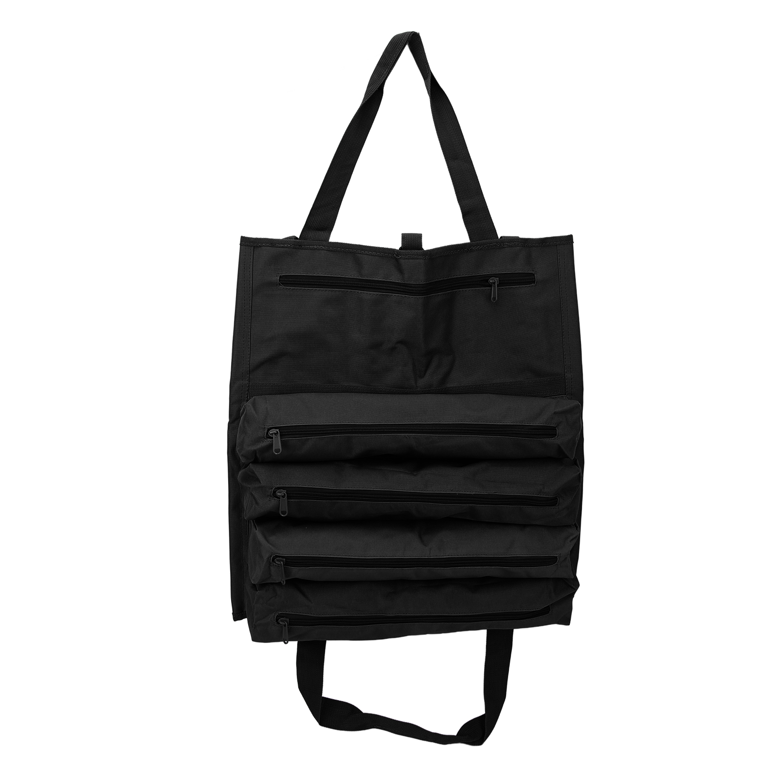 Sac à outils enroulable 600D Oxford noir, 19 poches, 2 crochets, fermeture à glissière