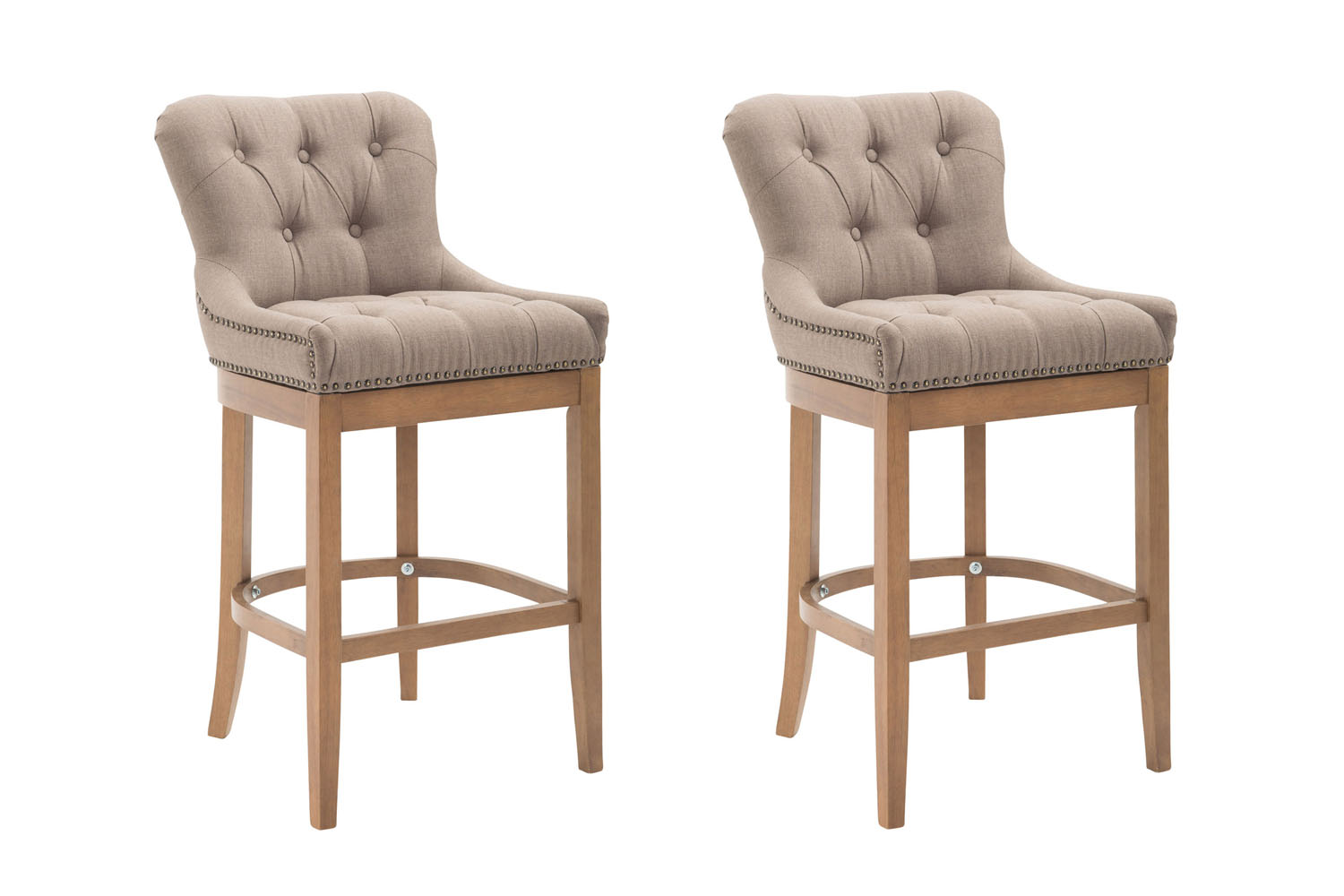 Clp 2er Set Barhocker Lakewood Stoff Taupe Antik-hell