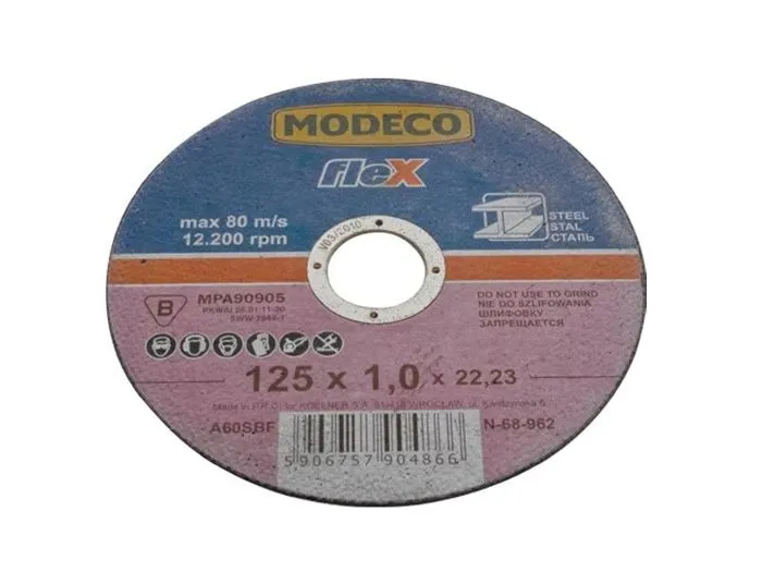 Modeco Rot Schleifscheibe Zum Schneiden Von Stahl 125 X 1,6 X 22,23 Mm Flach Mn-68-967