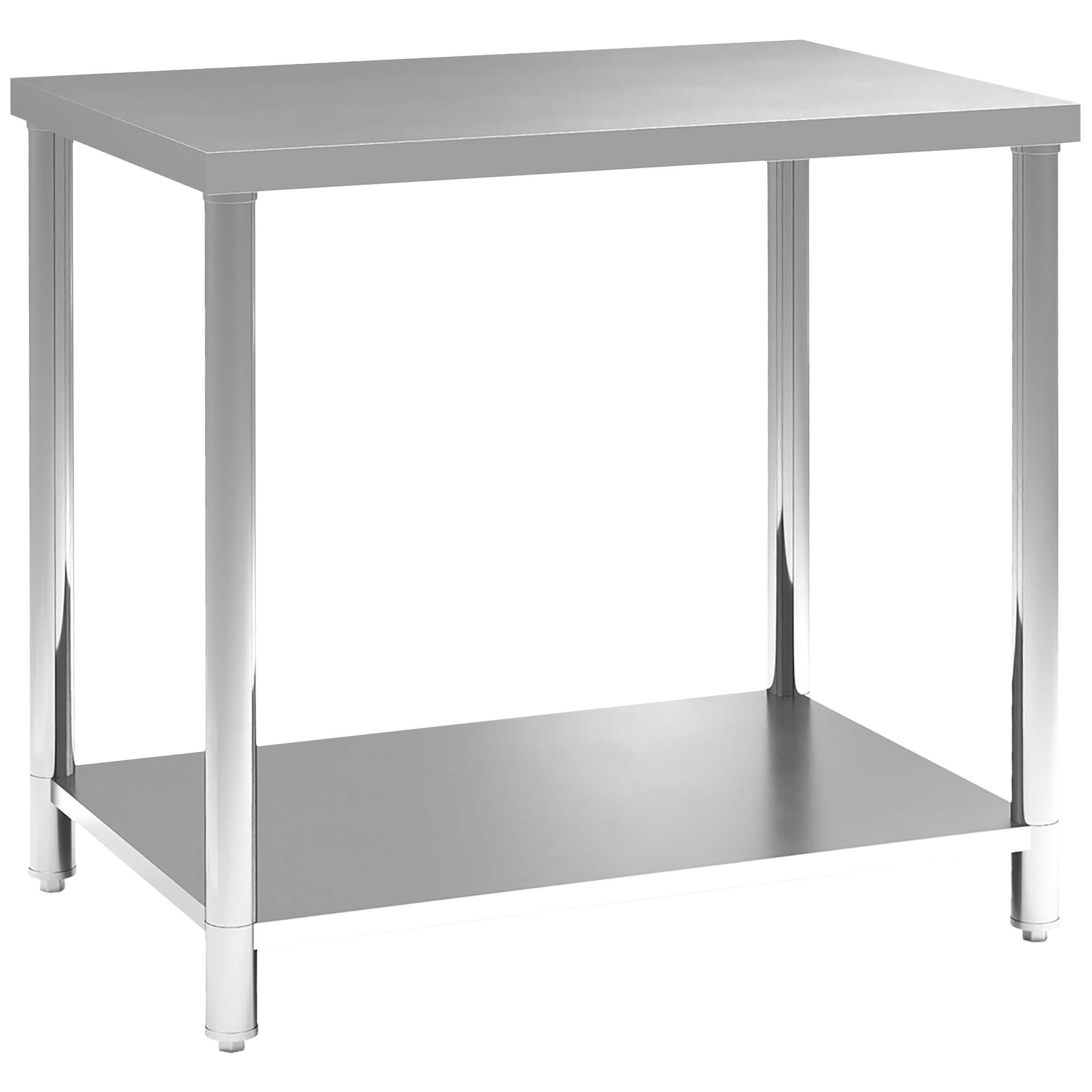 Table Travail Acier Inox 2 Étagères Cuisine Garage Jardin Argenté 90x60x86 Cm