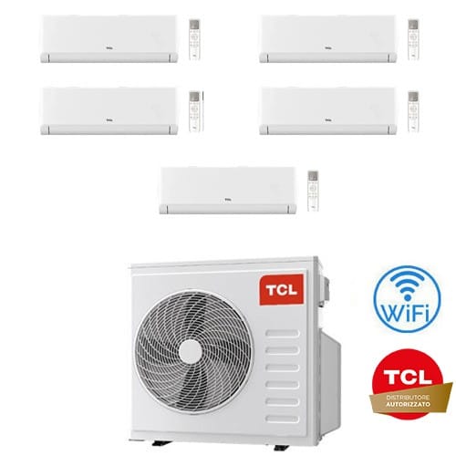 Climatizzatore Condizionatore Tcl Breezein Serie P5 Wifi R32 Penta Split Inverter 9000 + 12000 + 12000 + 12000 + 18000 Btu Con U.e. Mt4250 Classe A++/a+