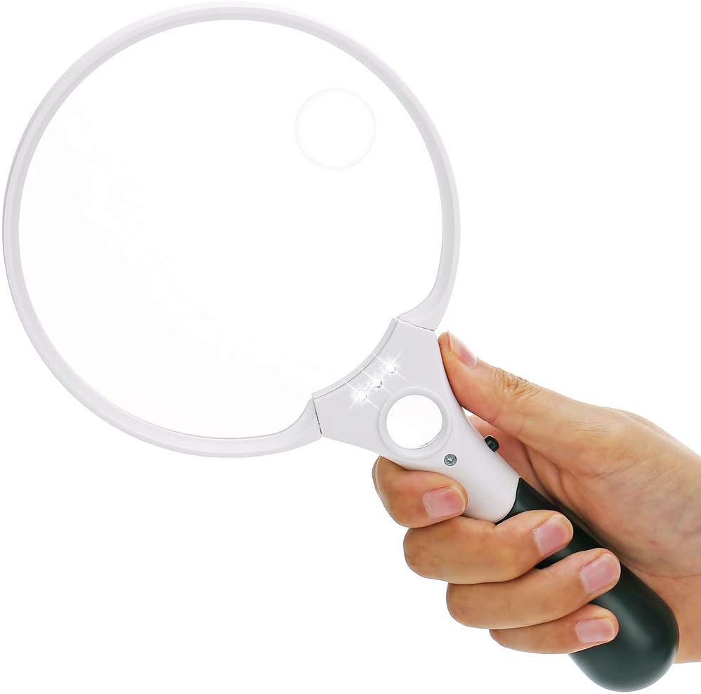 Loupe de poche 2x, 4x et 25x, lentille 135 mm sans distorsion, 3 LED