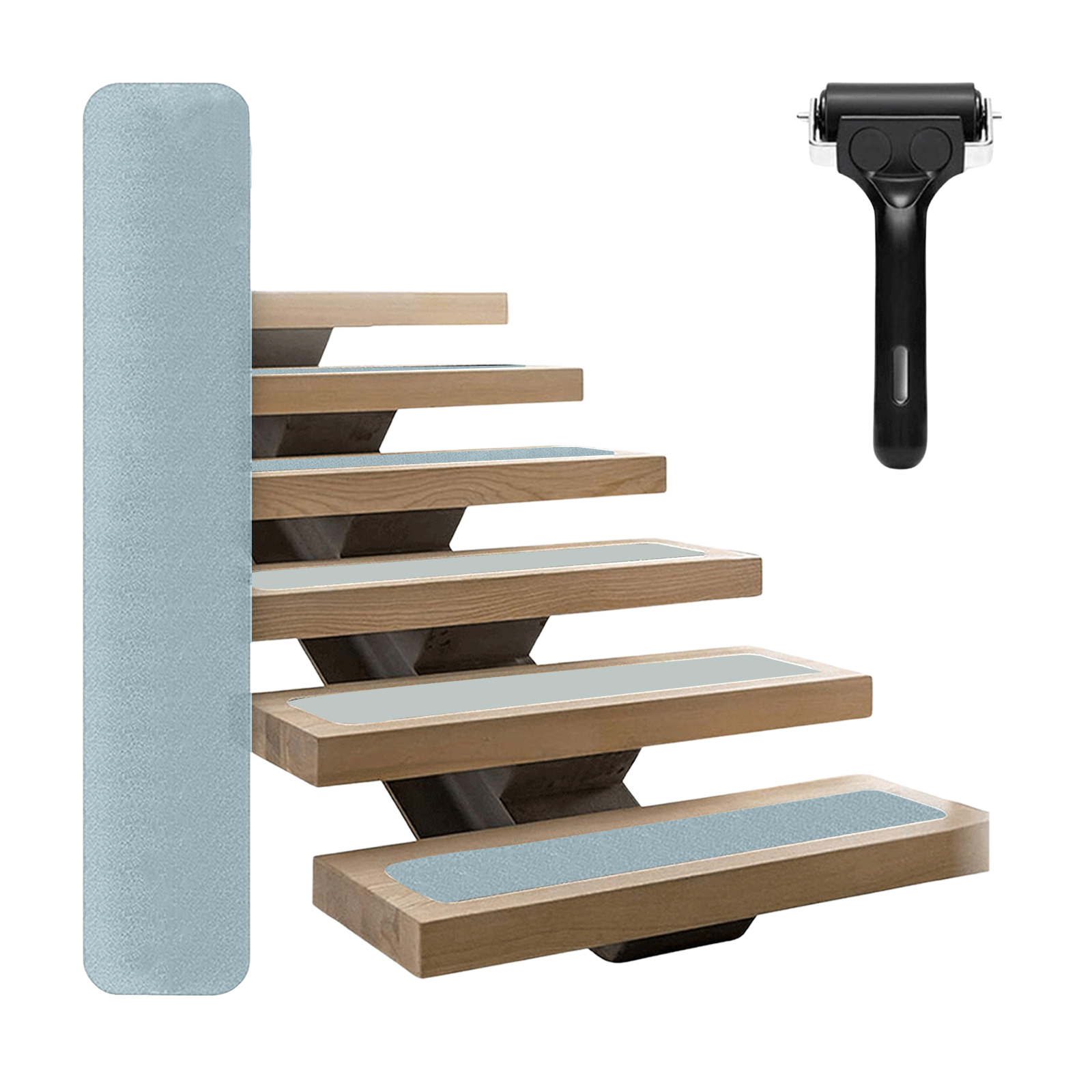 Bande antidérapante pour marches d'escalier en PEVA, 15 x 76 cm, gris, lot de 15