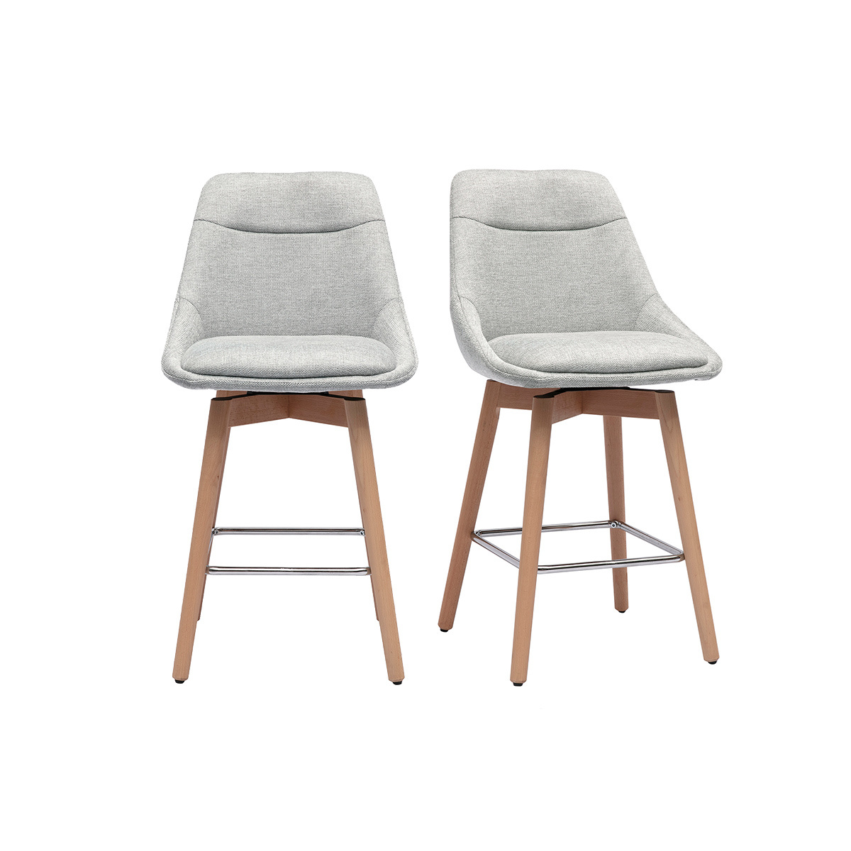 Miliboo – Tabourets De Bar Pivotants 360° En Tissu Velours Texturé Gris