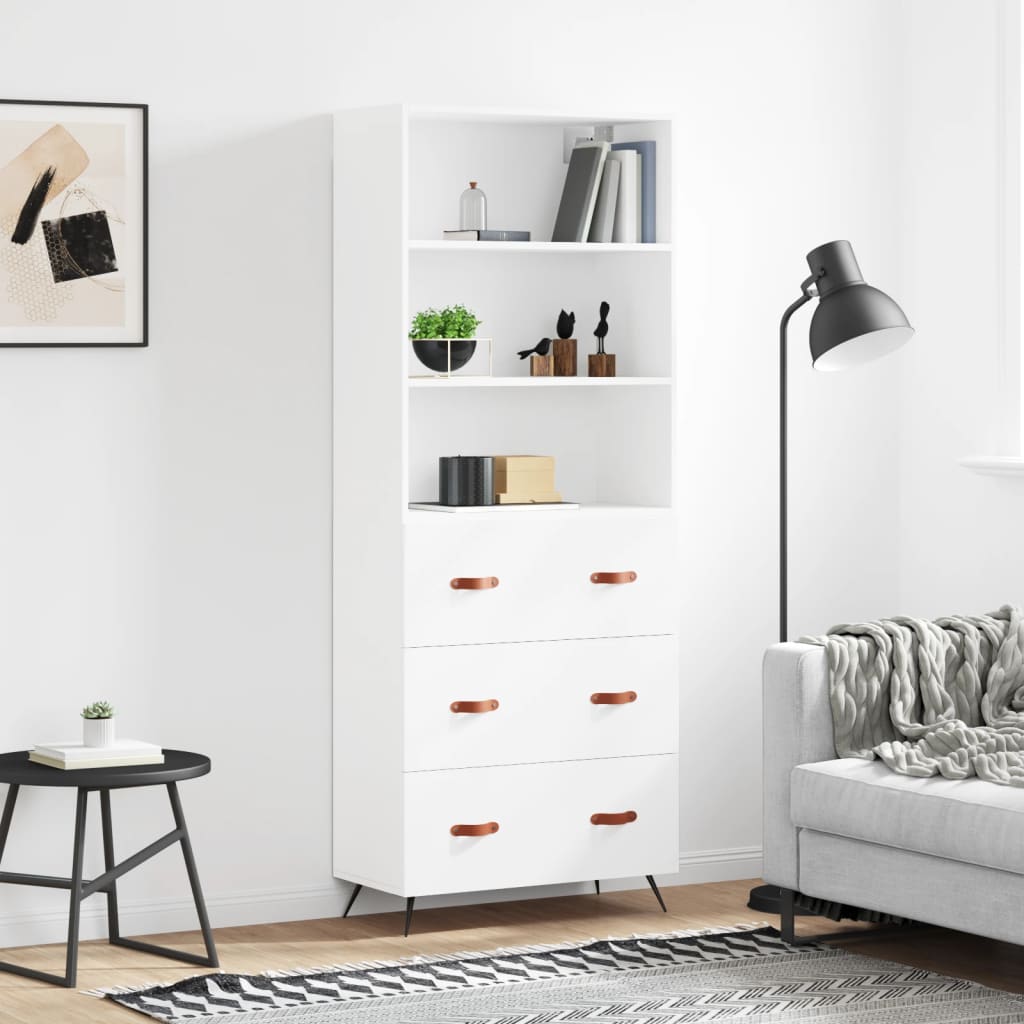 Credenza Bianca 69,5x34x180 Cm In Legno Multistrato Vidaxl