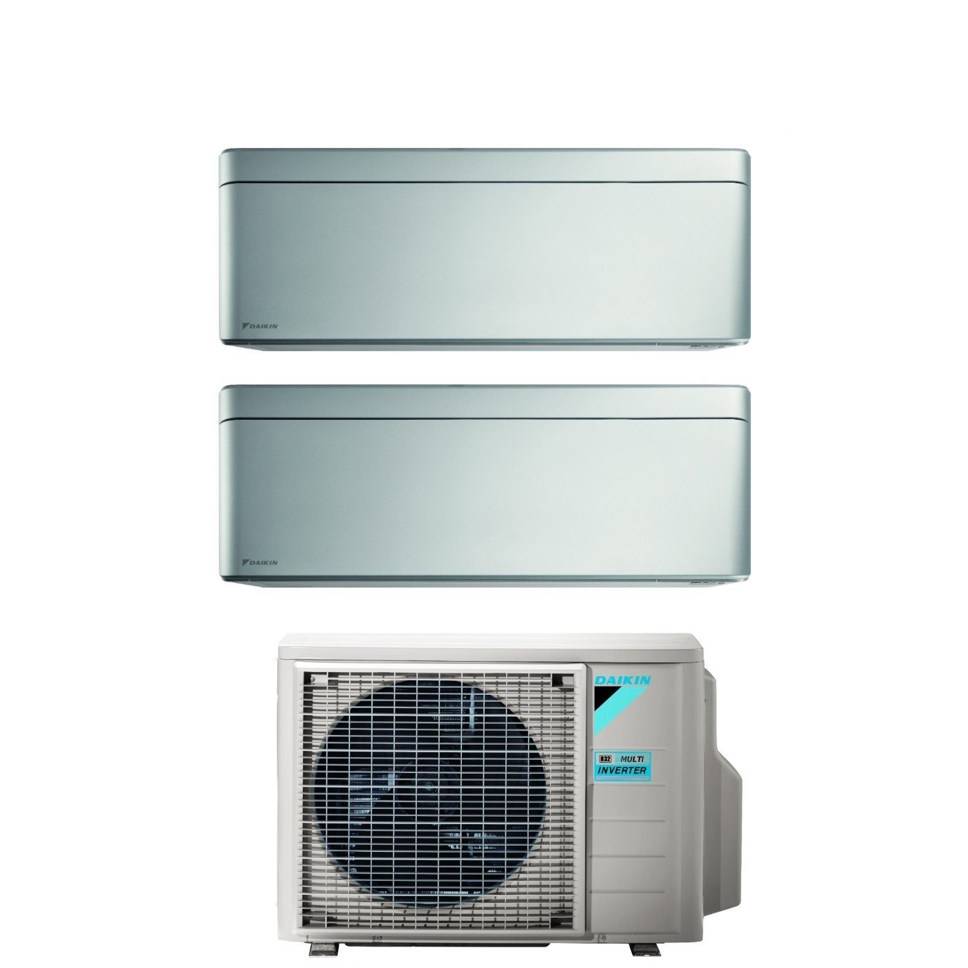 Daikin - Climatizzatore Condizionatore Bluevolution Dual Split Inverter Serie Stylish Total Silver 5+12 Con 2mxm40a R-32 Wi-fi Integrato 5000+12000 Colore Grigio Garanzia Italiana