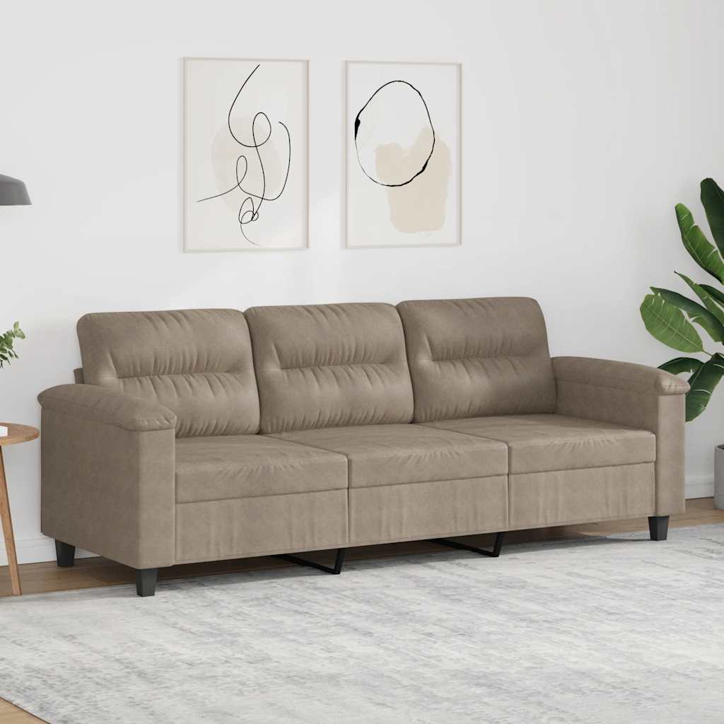 Canapé À 3 Places Taupe 180 Cm Tissu Microfibre