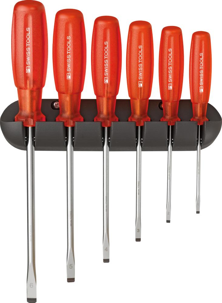 Pb Swiss Tools - Schraubendreher-Satz 6-Teilig Schlitz Im Wandhalter Multicraft