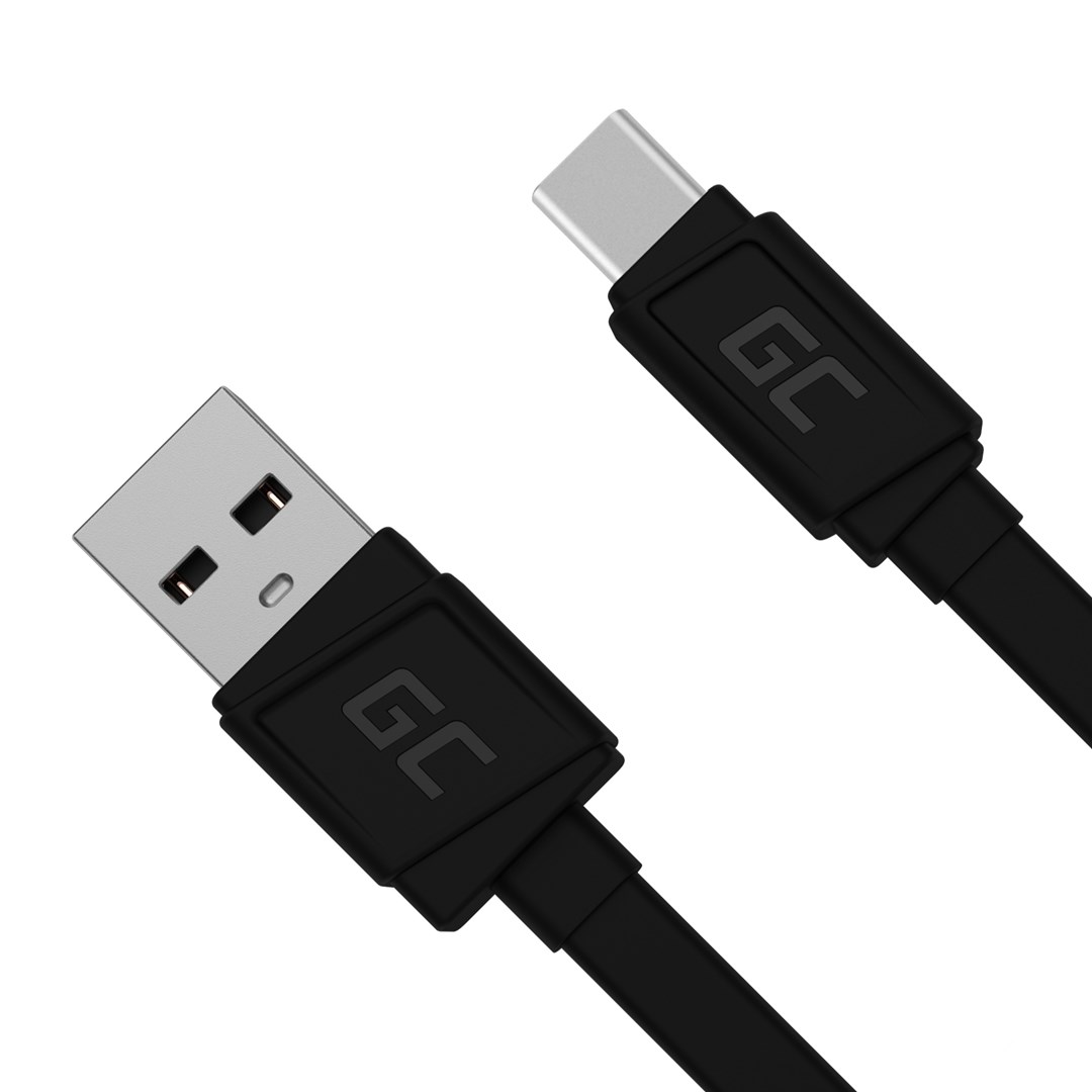 Schwarz Green Cell Usb - Usb-C Kabel 25Cm Flach (Kabgc03) - Bild 5