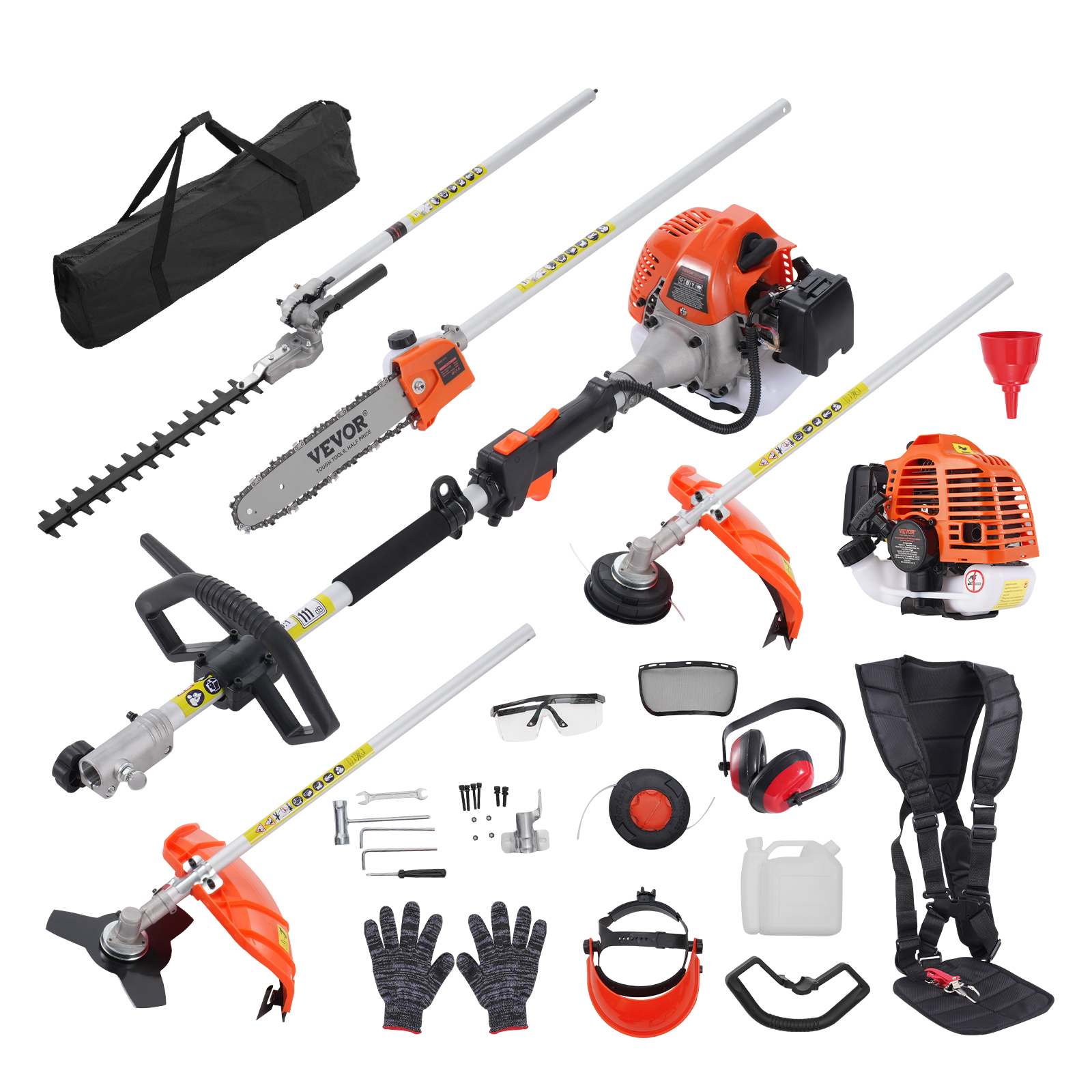 Utensili Da Rifinitura Multifunzionali 5 In 1, Tagliasiepi A Gas 26cc, Taglierina Di Erbacce, Tagliabordi, Molatrice, Potatrice Per Motosega Con Asta Di Prolunga, Kit Di Attrezzi Per Potatura - Vevor VEVOR