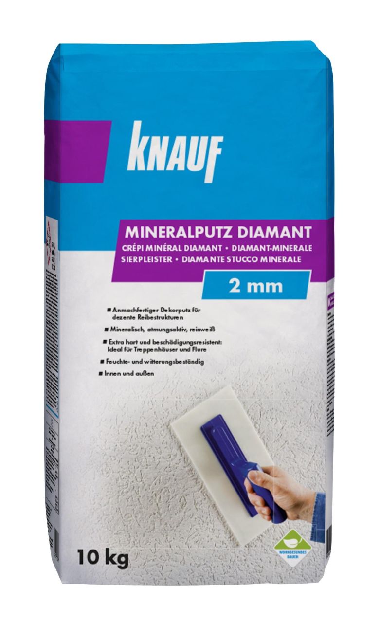 Knauf Mineralputz Diamant 10 Kg 2 Mm Körnung Reinweiß Putze
