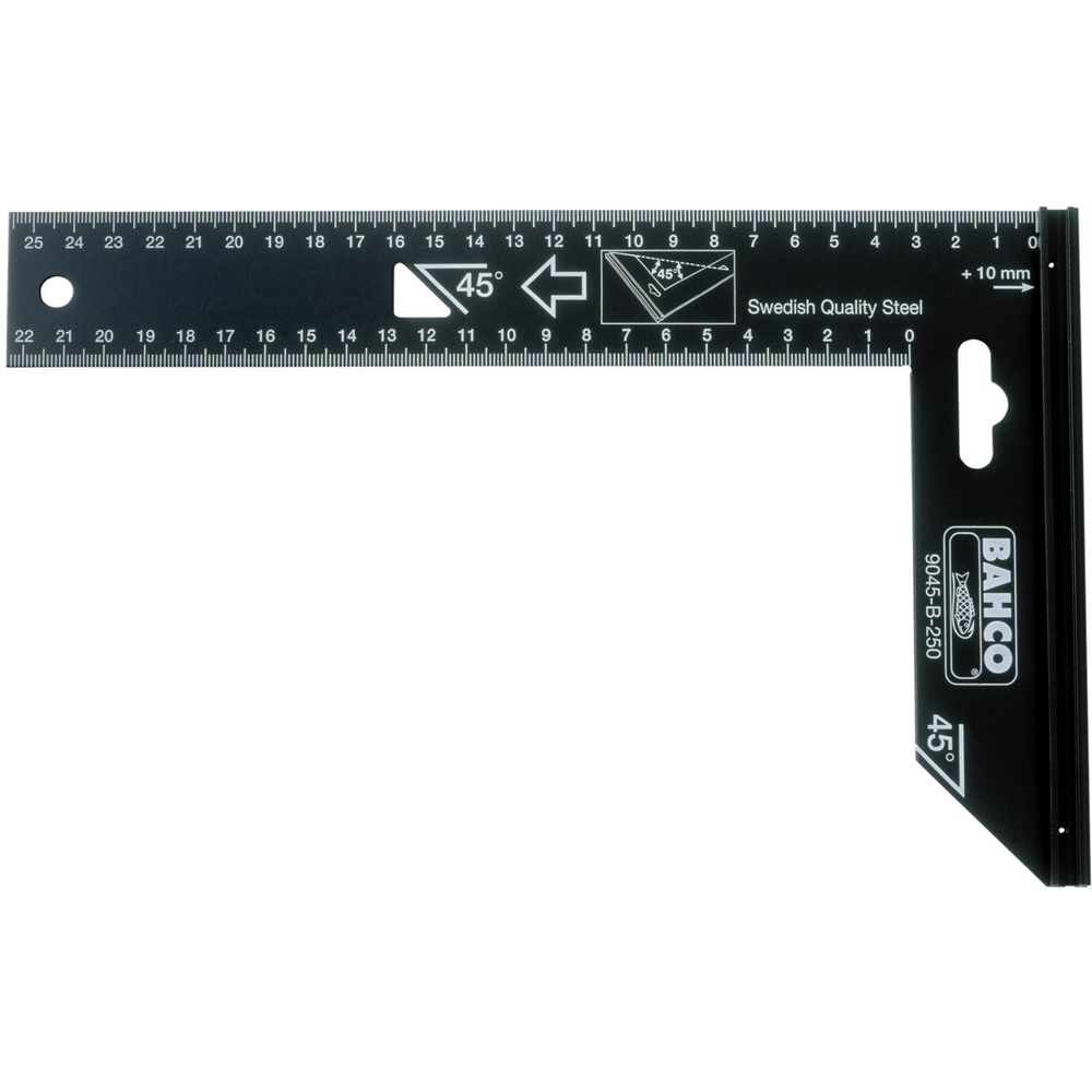 Bahco Schwarz Winkelmesser, Präzisionswinkel Mit Stahlblatt 200 Mm - Bild 2