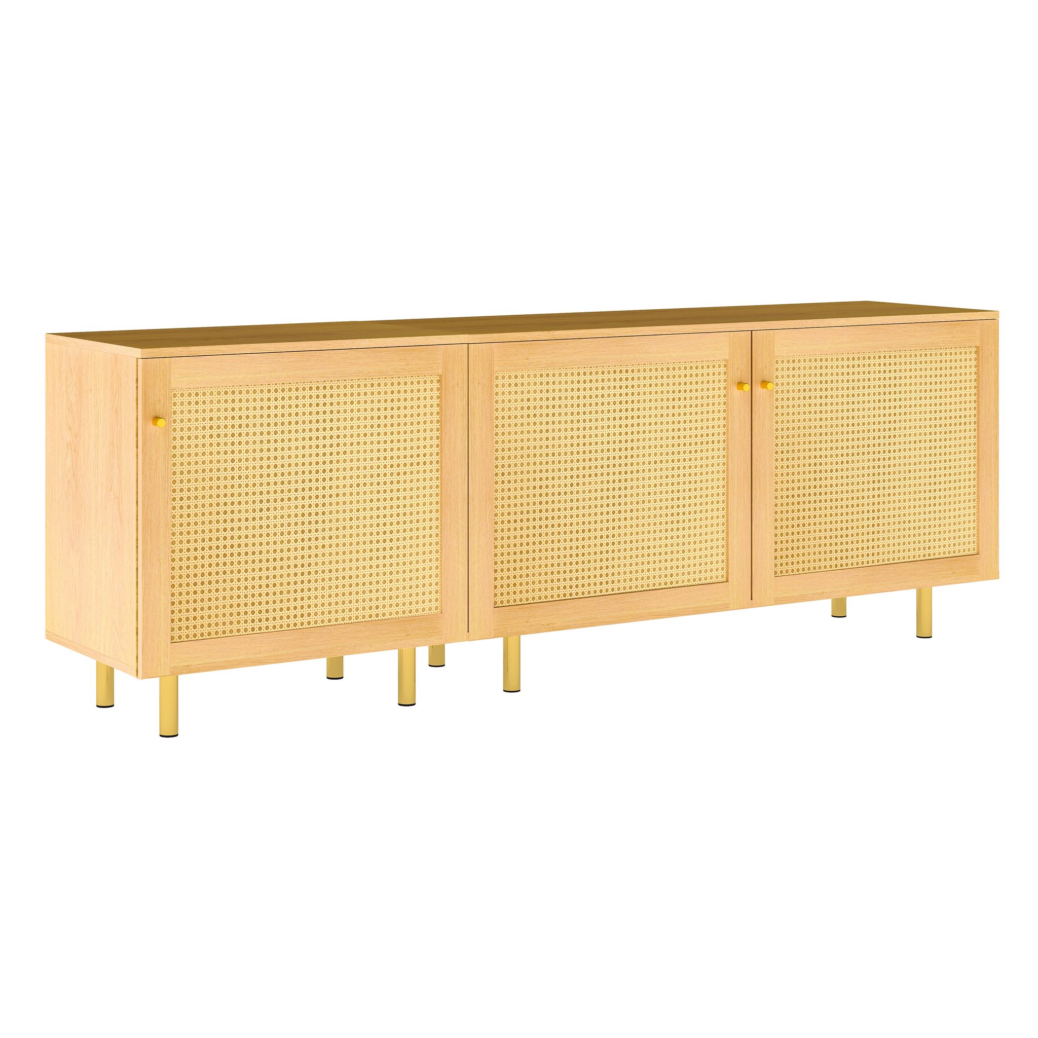 Stilvora Modulares Sideboard Mit 3 Türen Und Innenregal Für Esszimmer, Aus Mdf, Natur, 180 × 40 × 63 Cm