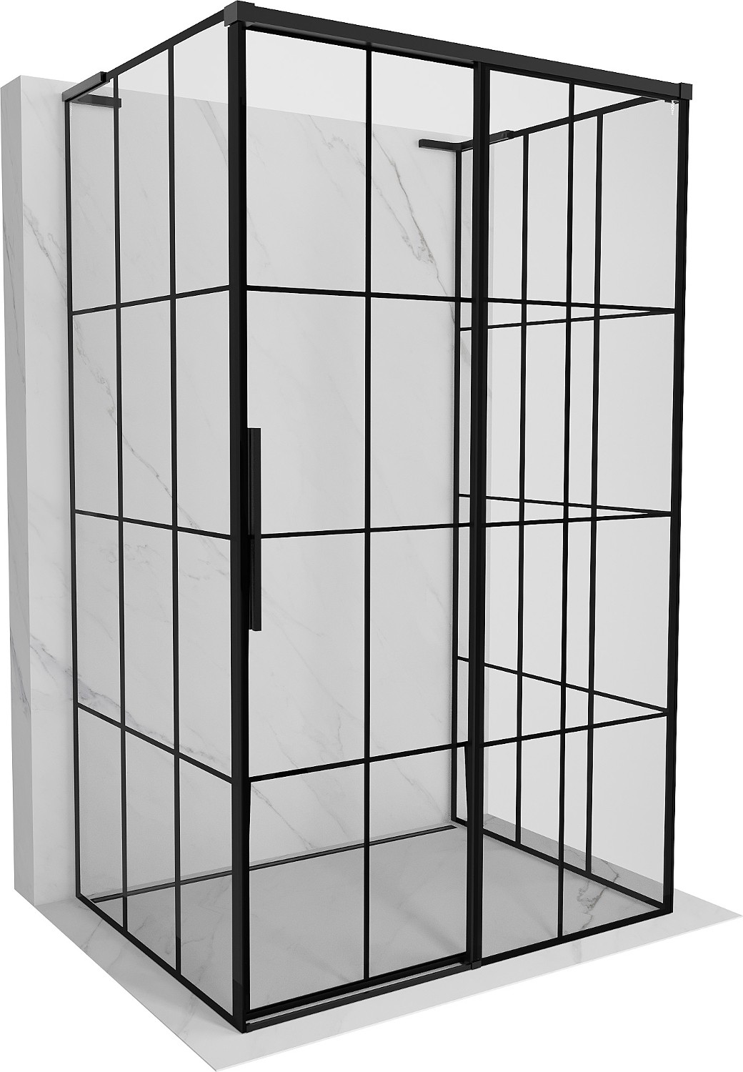 Mexen Rox-3s L Duschkabine 3-seitige Schiebetür Rechts 150 X 110 Cm, Schwarzes Gitter, Schwarz - 8c2l-150-110-70-77-3s-p