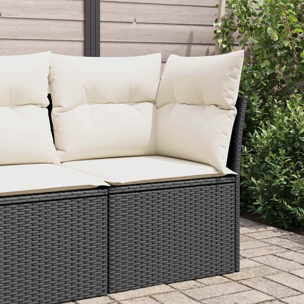 Vidaxl Canapé D'Angle De Jardin Avec Coussins Noir Résine Tressée