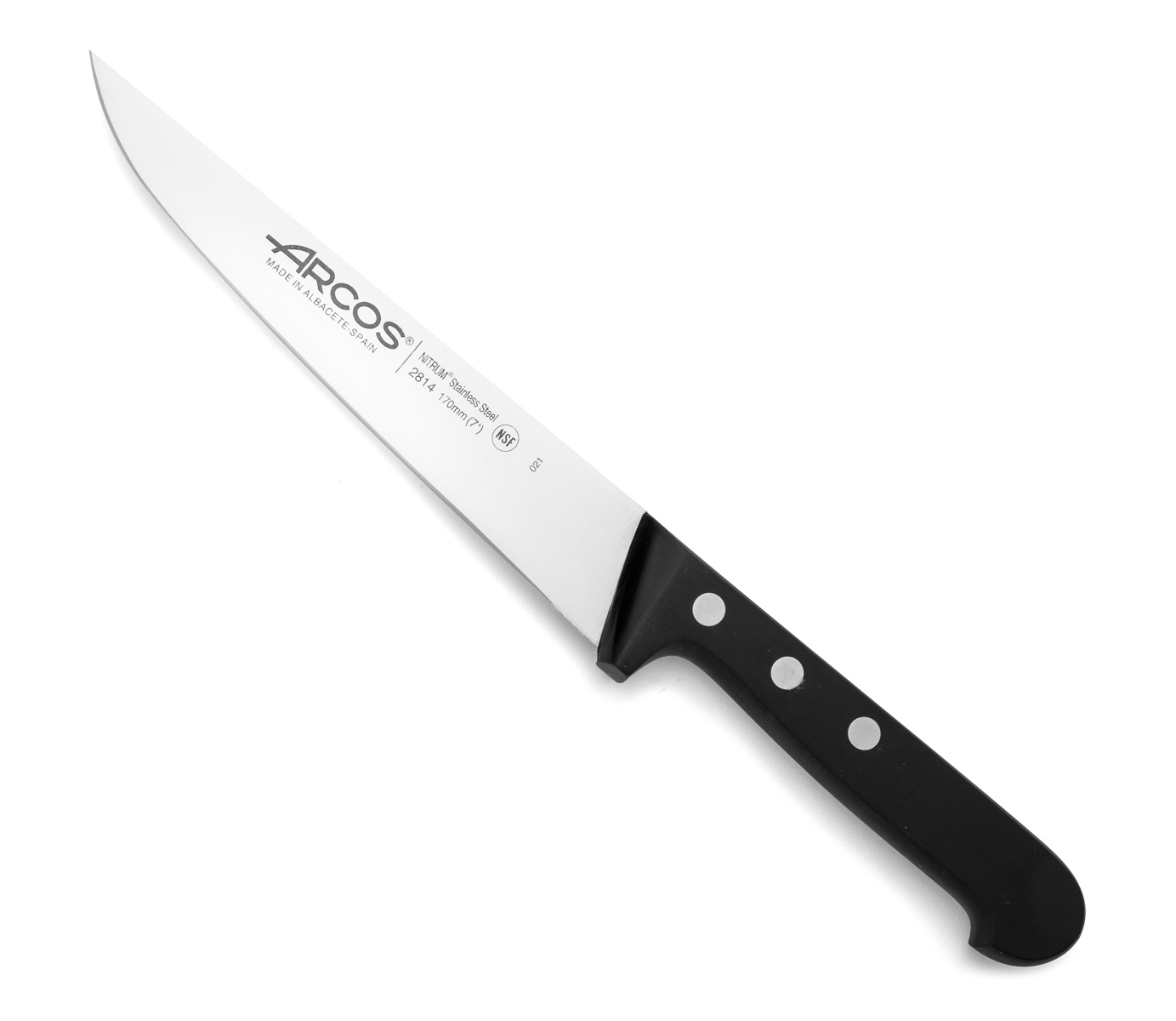 Arcos Schwarz Küchenmesser Universal 281404 Aus Nitrumstahl, Mit Mango Aus Polyoxymethylen Und 17 Cm Klinge Im Koffer.