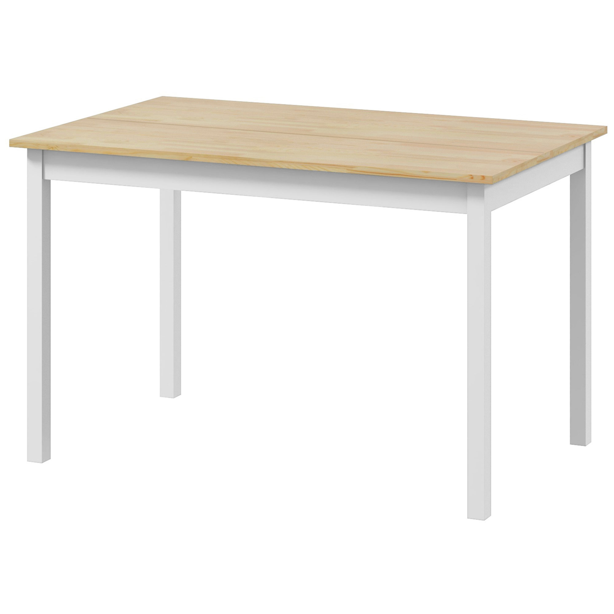 Table À Manger Table De Cuisine Structure En Bois Massif 4 Personnes Design Vintage 120 Cm Naturel Et Blanc