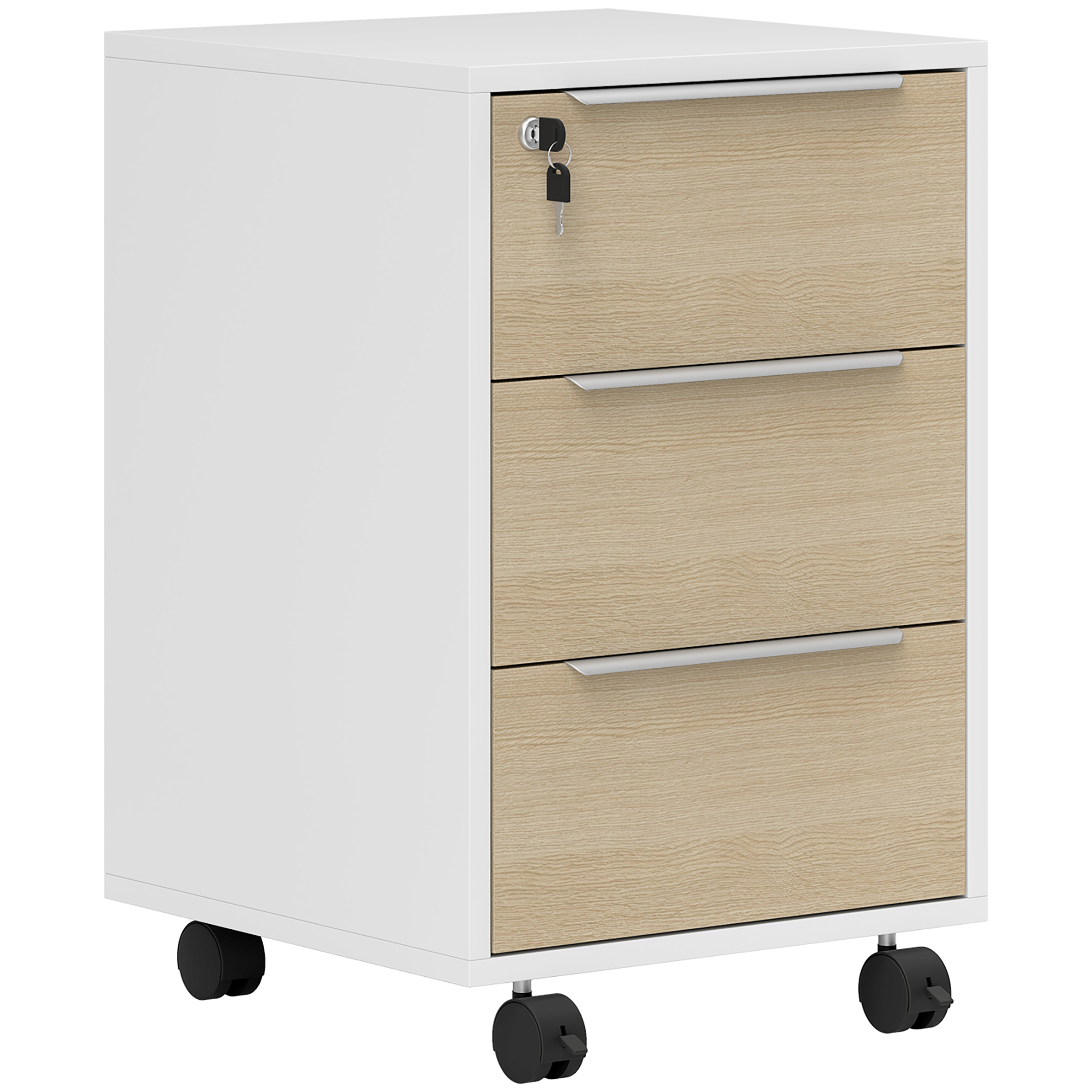 Caisson De Bureau À Roulettes Avec 3 Tiroirs Et Serrure