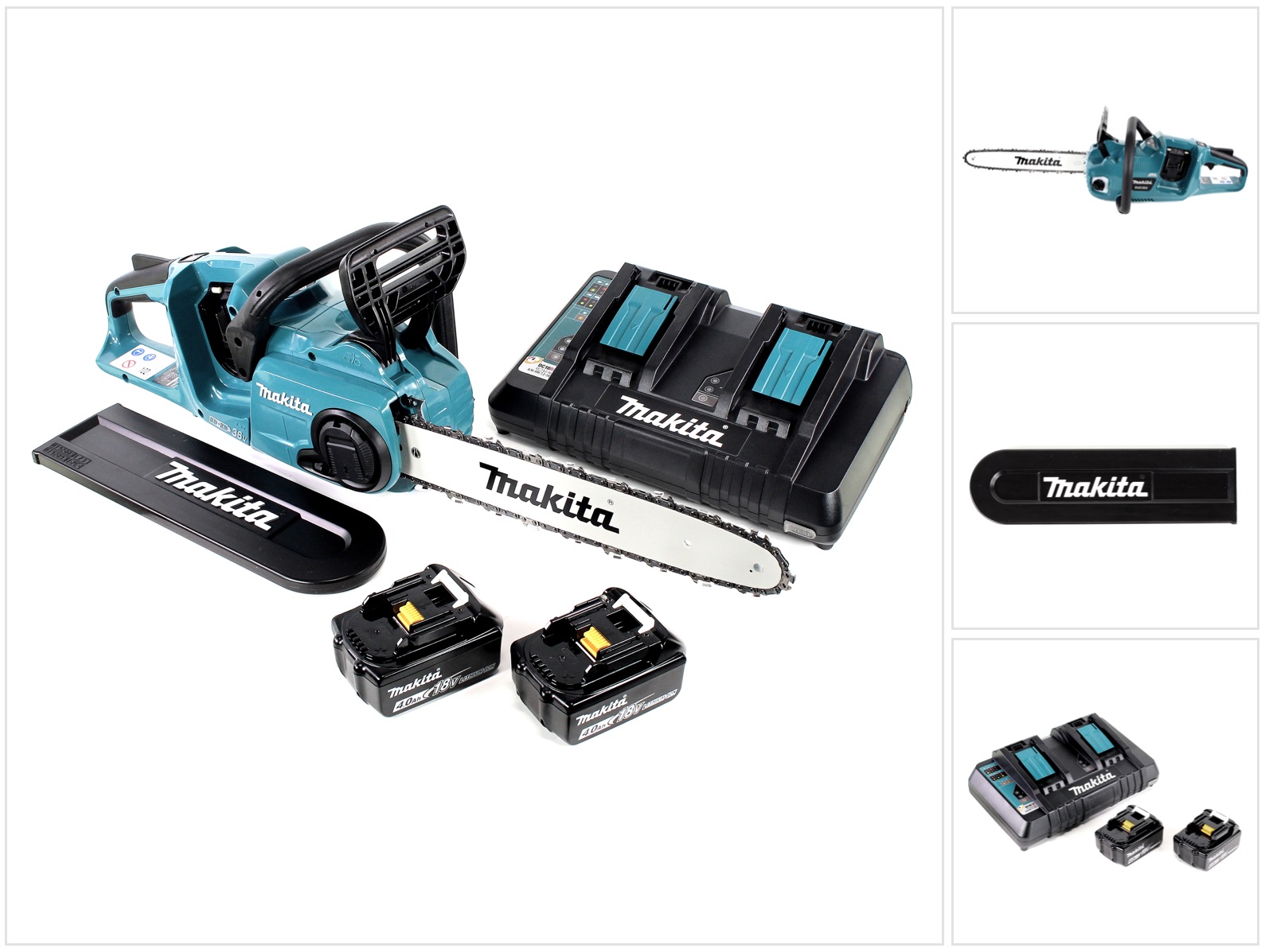 Duc 353 Pm2 Akku Kettensäge 36v ( 2x18v ) Brushless 35 Cm + 2x 4, 0 Ah Akku + Doppelladegerät - Makita