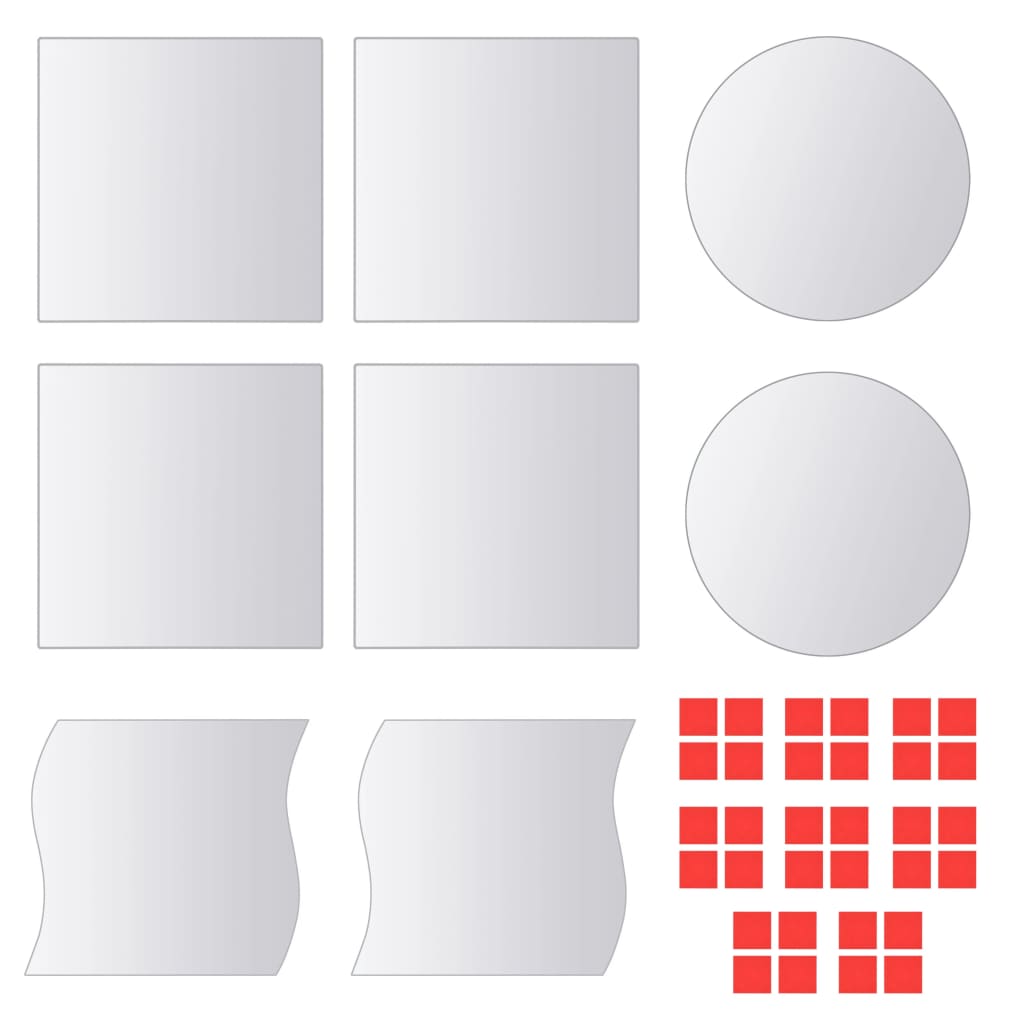 Eight Piece Mirror Tiles Multi-shape Glass Vidaxl