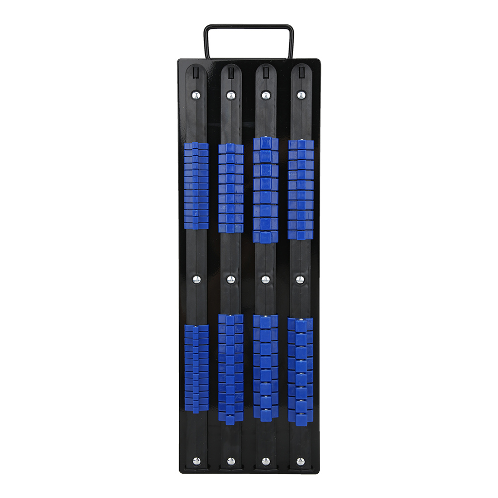 Râtelier de rangement pour douilles 1/4, 3/8 et 1/2 pouce, 80 clips à bille ressort, acier chrome vanadium, lot de 1
